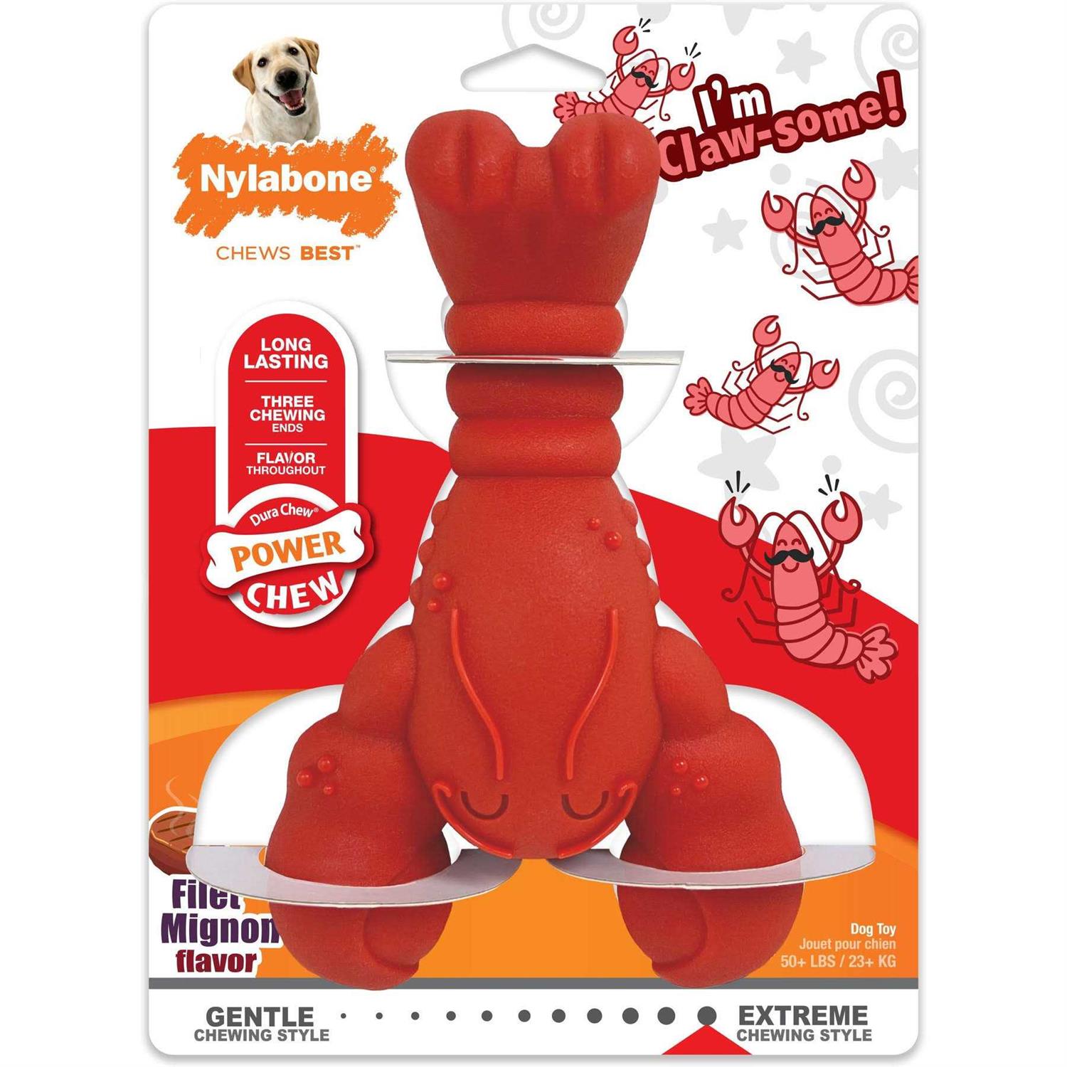 Nylabone Power Chew Lobster Dog Toy Filet Mignon - Healthber