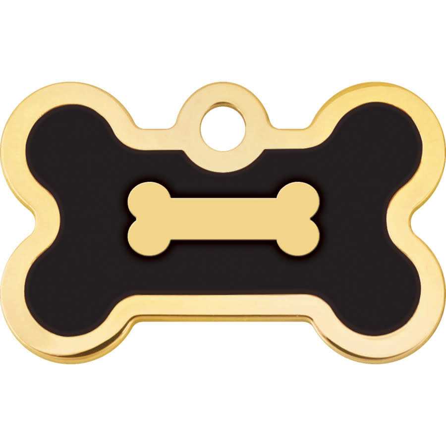 Quick-Tag Small Bone Shape Pet ID Tag with Gold Detail - Healthber