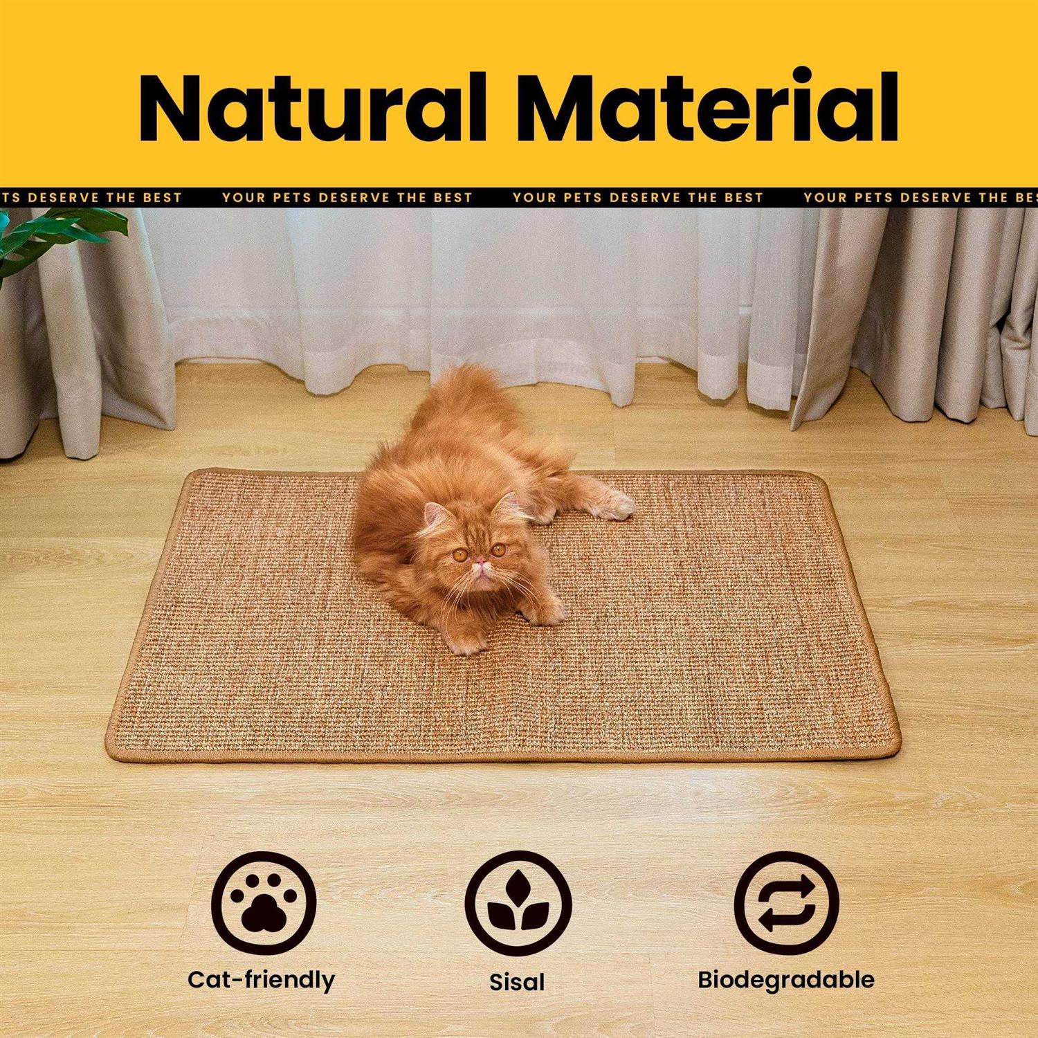 Conlun Cat Scratcher Mat,Natural Sisal Cat Scratch Pad,Horizontal Floor Cat Scratching Pads Rug for Indoor Cats Grinding Claws Nails,Cat Furniture - Healthber