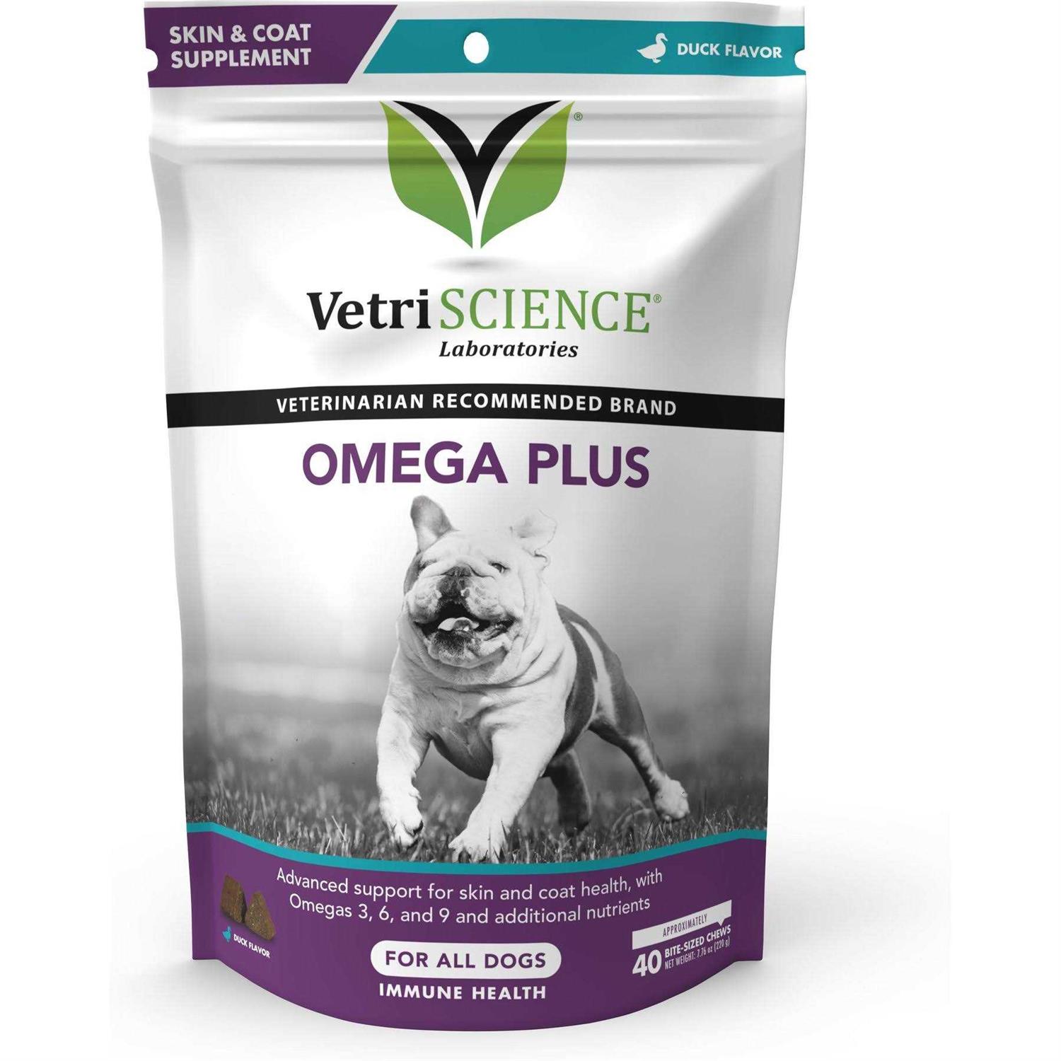 VetriScience Omega Plus Advanced Skin Duck Flavor Supplement for Dogs - Healthber