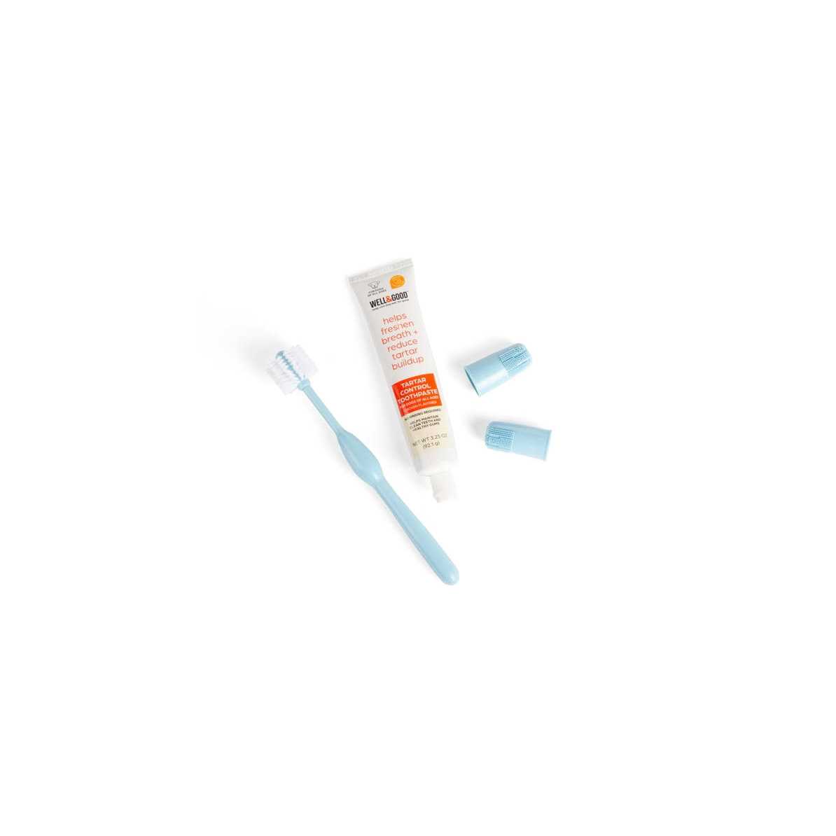 Well & Good Dental Health Kit with Chicken-Flavored Toothpaste for Dogs - Healthber