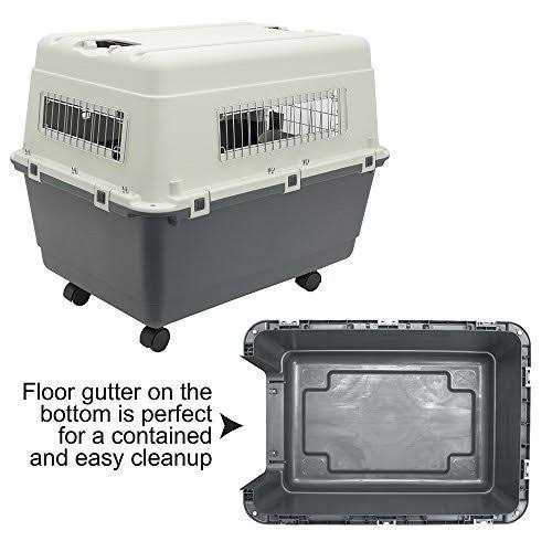 Sportpet Designs Plastic Kennels Rolling Plastic Wire Door Travel Dog Crate - Healthber