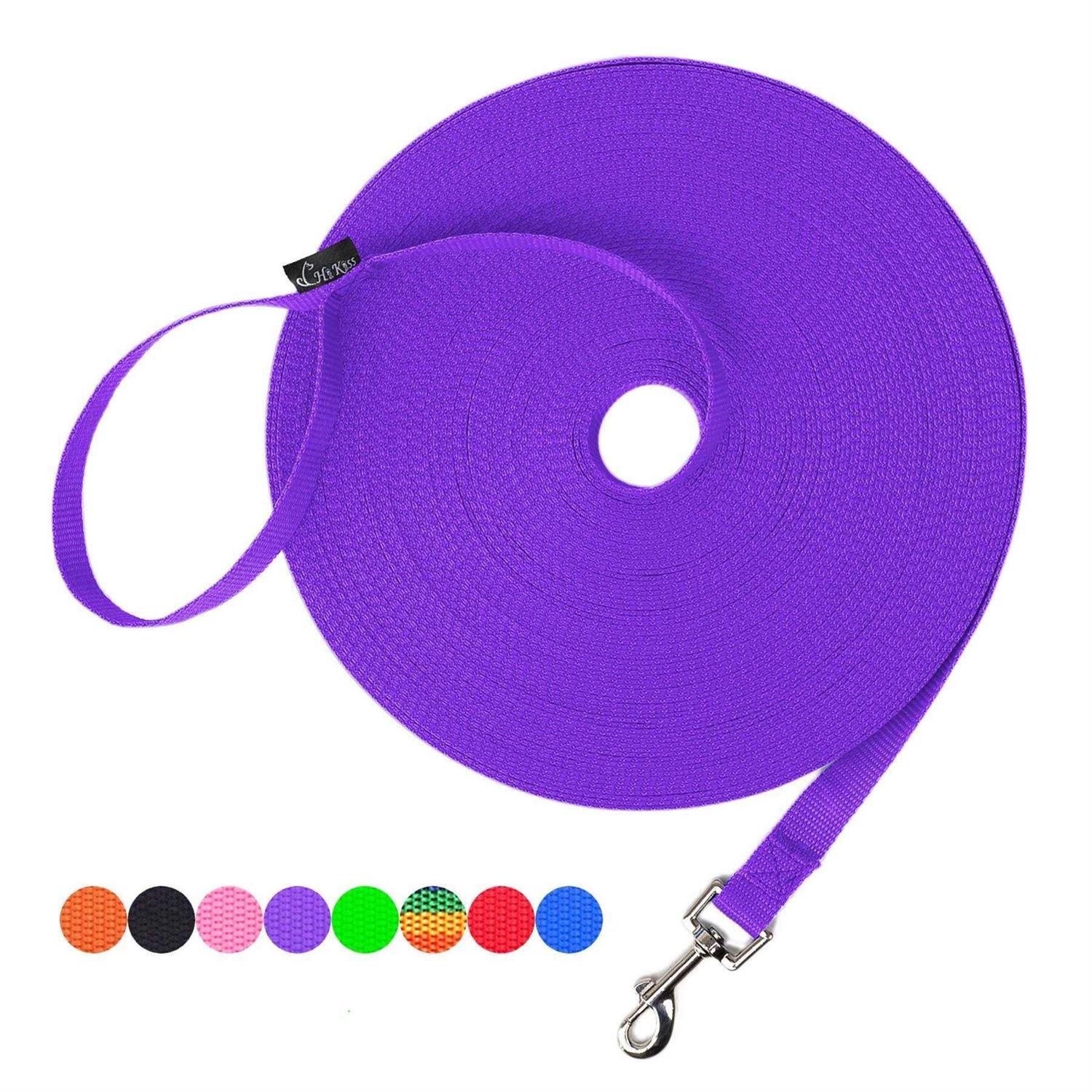 Hi Kiss Dog/Puppy Obedience Recall Training Agility Lead 15ft 20ft 30ft 50ft 100ft Leash Training - Healthber