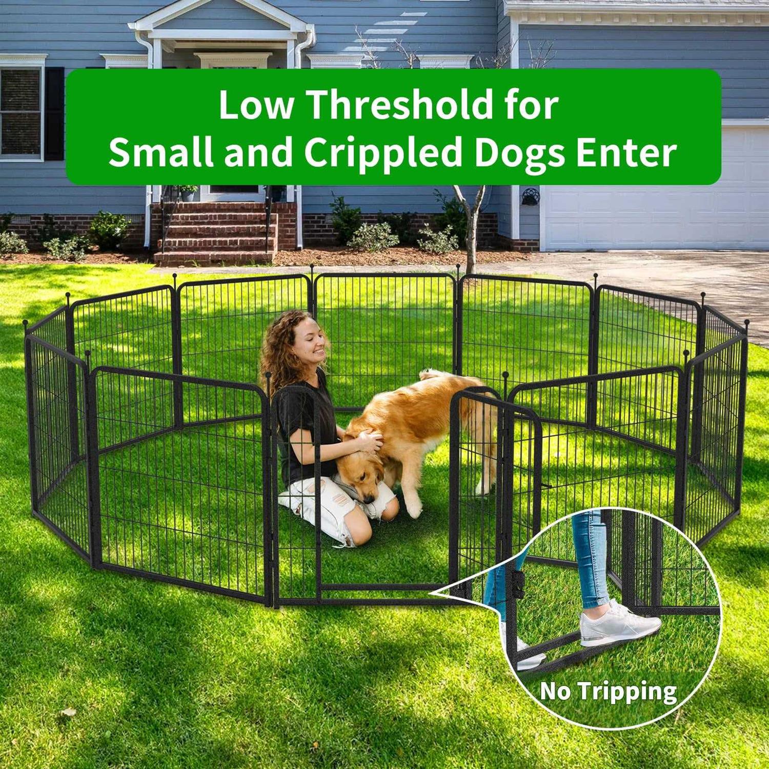 Kfvigoho Dog Playpen Outdoor Panels Heavy Duty Dog Pen Height Puppy Playpen Indoor Anti-Rust Exercise Fence with Doors for Medium/Small Pet - Healthber