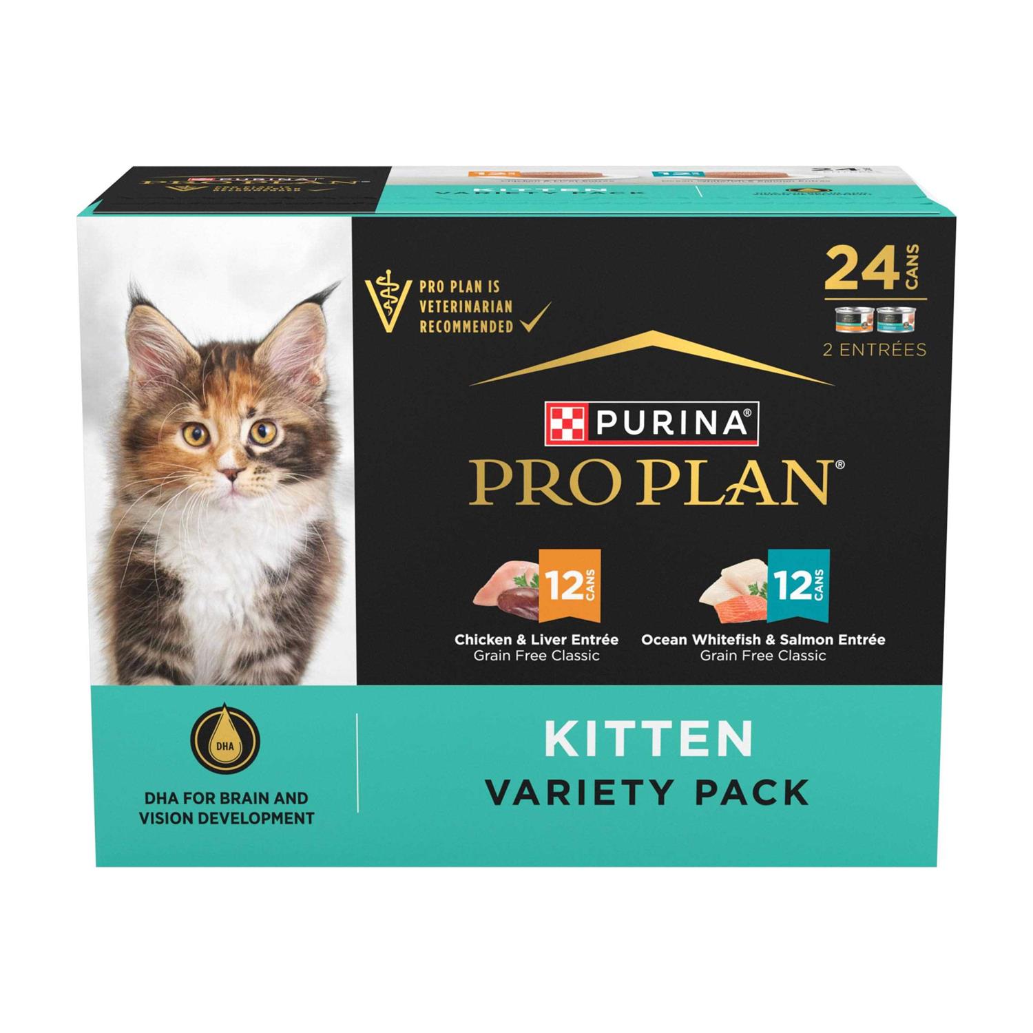Purina Pro Plan Grain-Free Chicken & Liver & Ocean Whitefish & Salmon Variety Pack Wet Kitten Food - Healthber