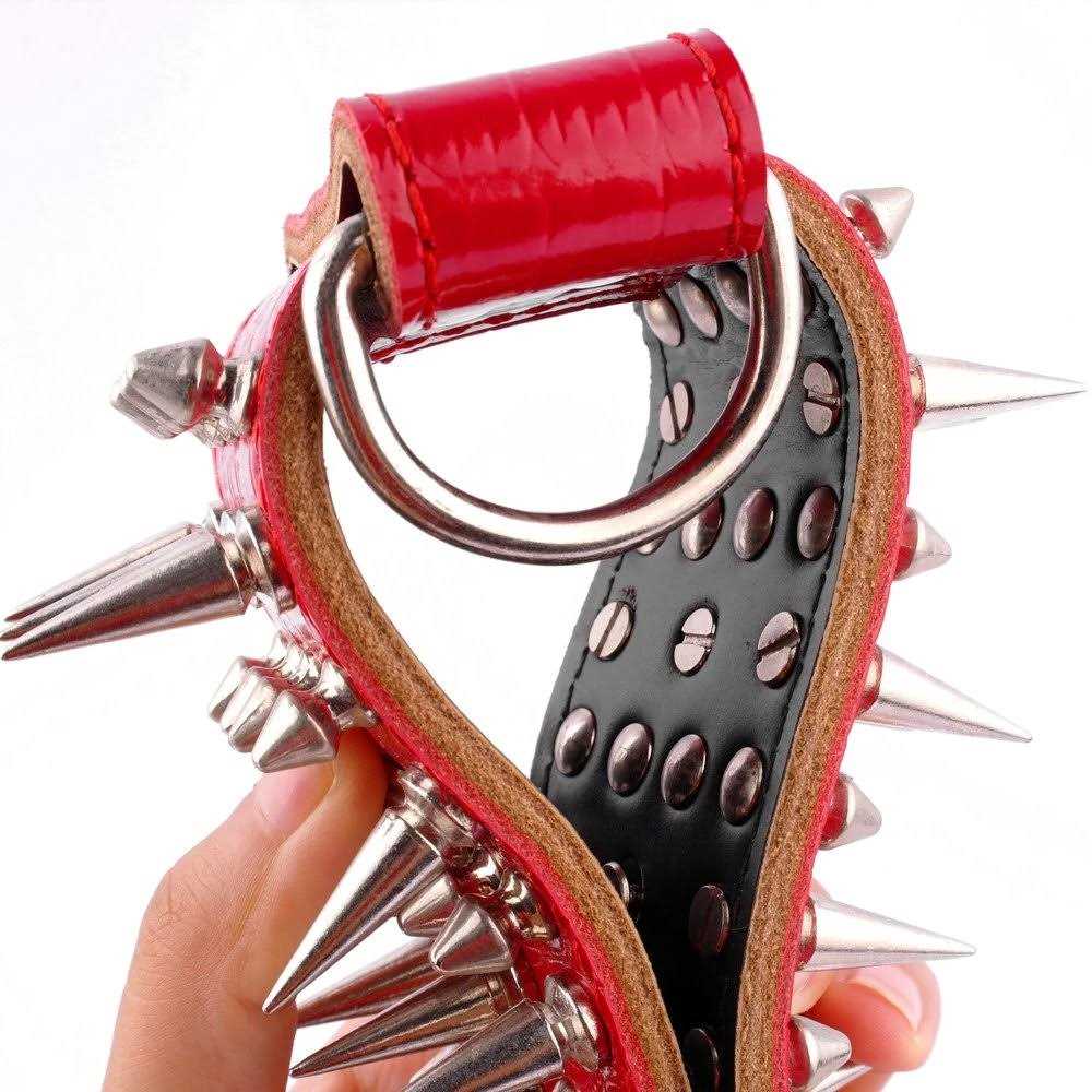 Pet Artist 2 Wide Luxury Genuine Leather Spiked Studded Dog Collars for Medium & Large Dogs - Healthber