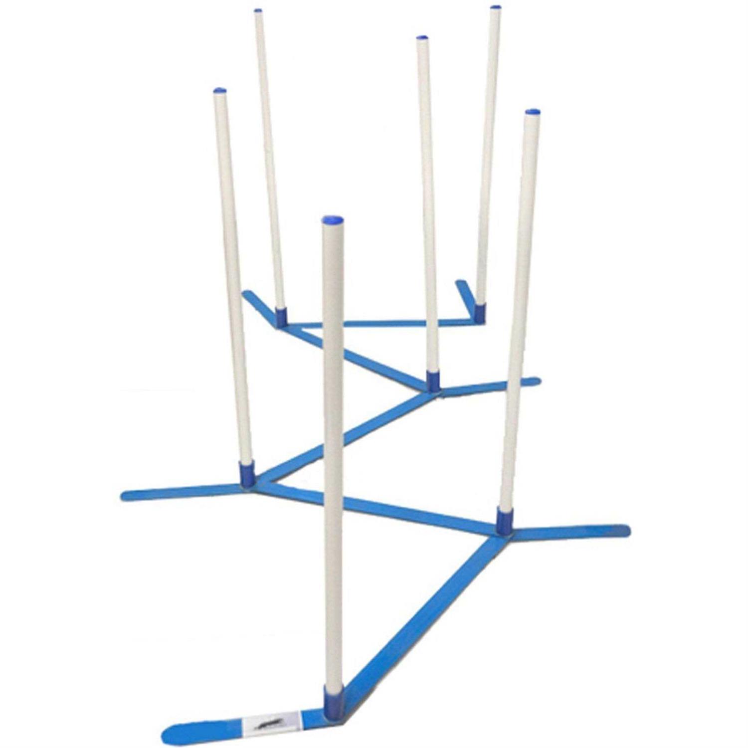 Cool Runners Agility Weave Poles Adjustable 6 Pole Set with Carrying Case and Grass Stakes - Healthber