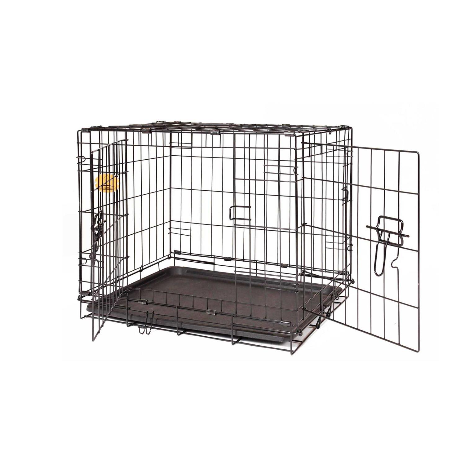 KennelMaster Double Door Folding Wire Dog Crate - Healthber