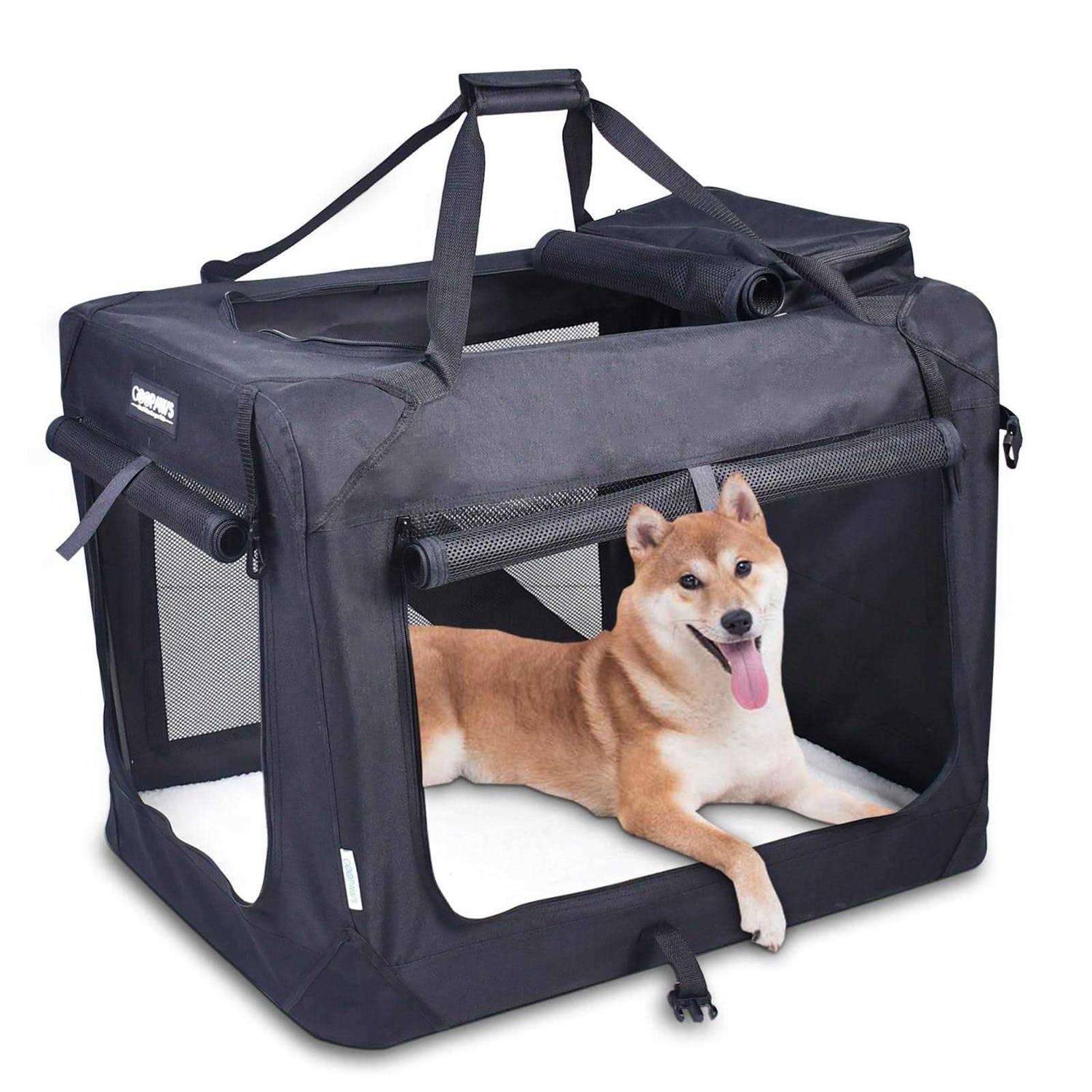 Jespet 3-Door Collapsible Soft-Sided Dog Crate - Healthber