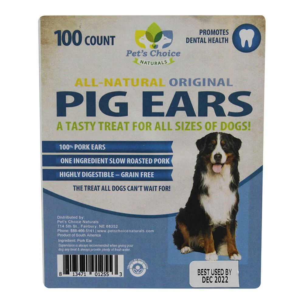 Pet's Choice Plain Pig Ears - Healthber
