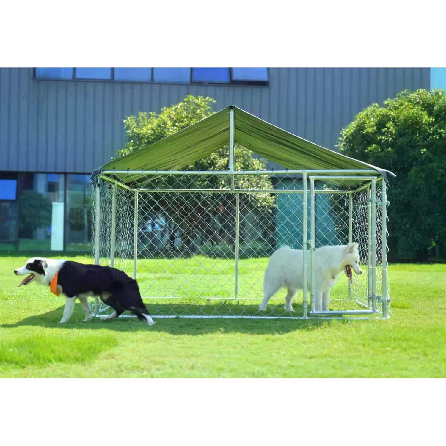 Petony Outdoor Dog Kennel Dog Cage Dog Playpen Dog Fence Chicken Coop Hen House Heavy Duty Pet Playpen with Large Galvanized Chain Link with UV - Healthber