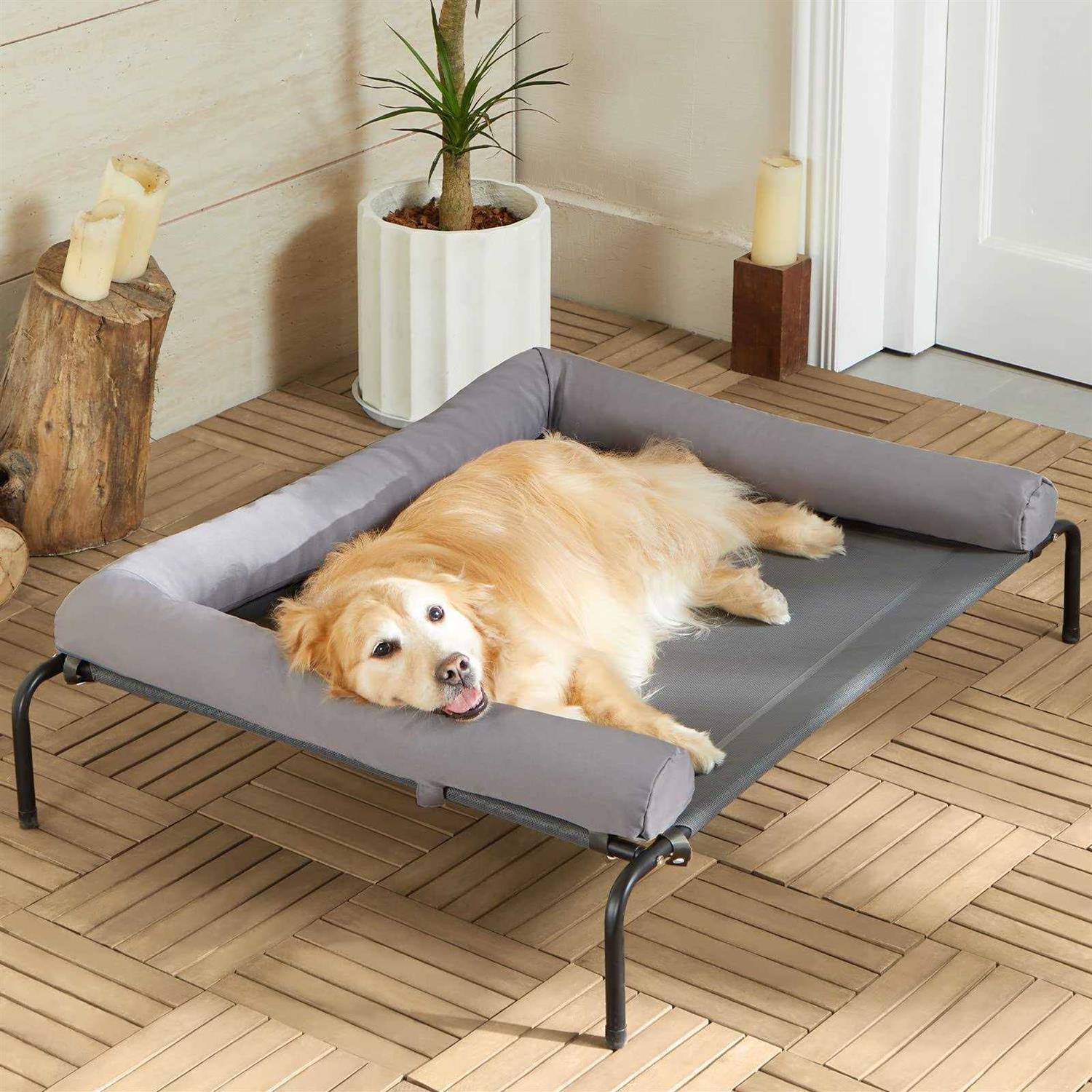 RRPETHOME Large Elevated Cooling Dog Bed,Raised Dog Cots Beds for Large Dogs,Outdoor Dog Bed for Large Dogs,Chew Proof Portable Cooling Pet Cot - Healthber