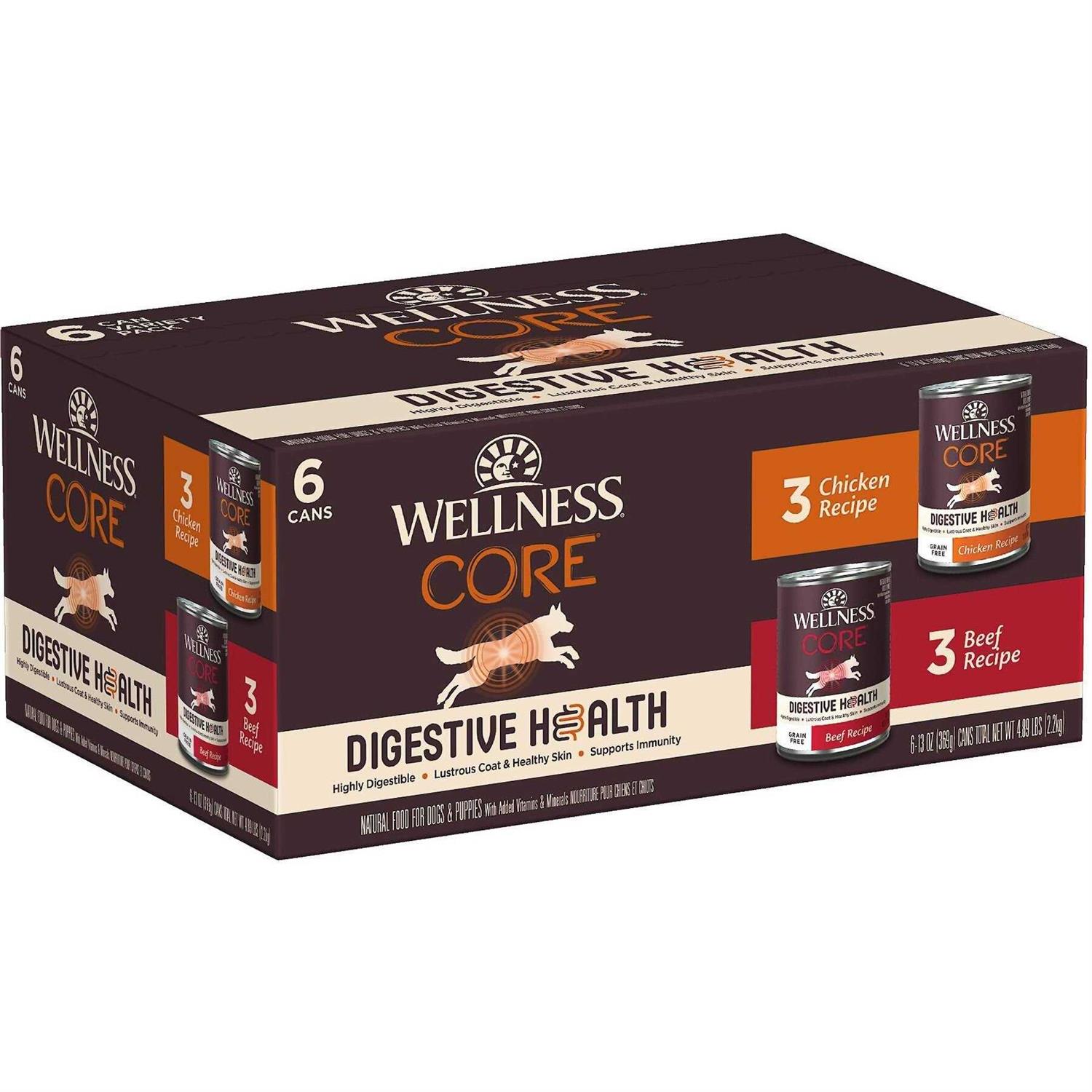 Wellness CORE Digestive Health Chicken & Beef Pate Variety Pack Grain Free Wet Dog Food - Healthber