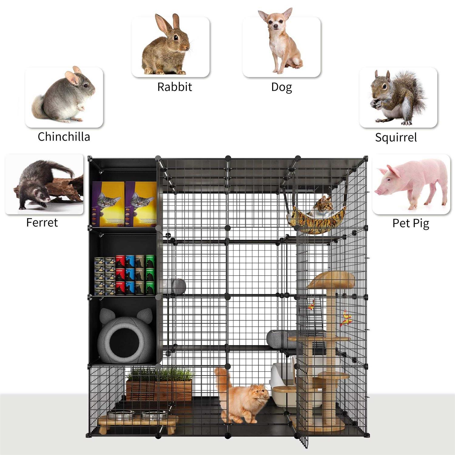 YITAHOME Cat Cage Indoor Large with Storage Cube DIY Catio Cat Enclosures Metal Cat Playpen with Hammock 1-4 Cats Tiers Cat - Healthber
