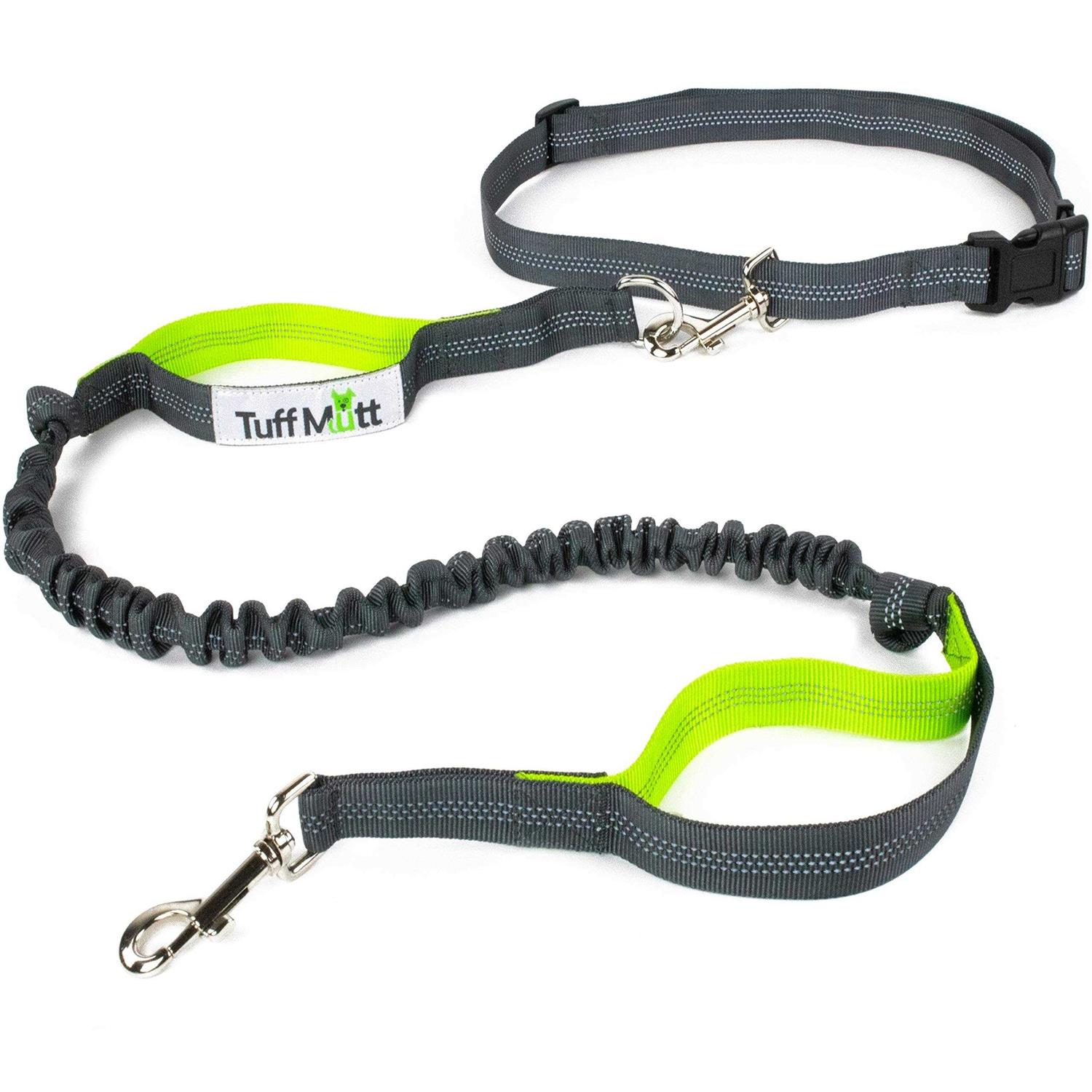 Tuff Mutt Hands Free Dog Leash for Running Walking Hiking Durable Dual-Handle Bungee Leash - Healthber