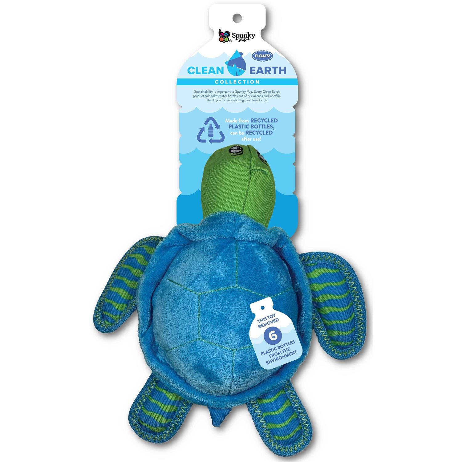 Spunky Pup Clean Earth Plush Turtle Dog Toy - Healthber