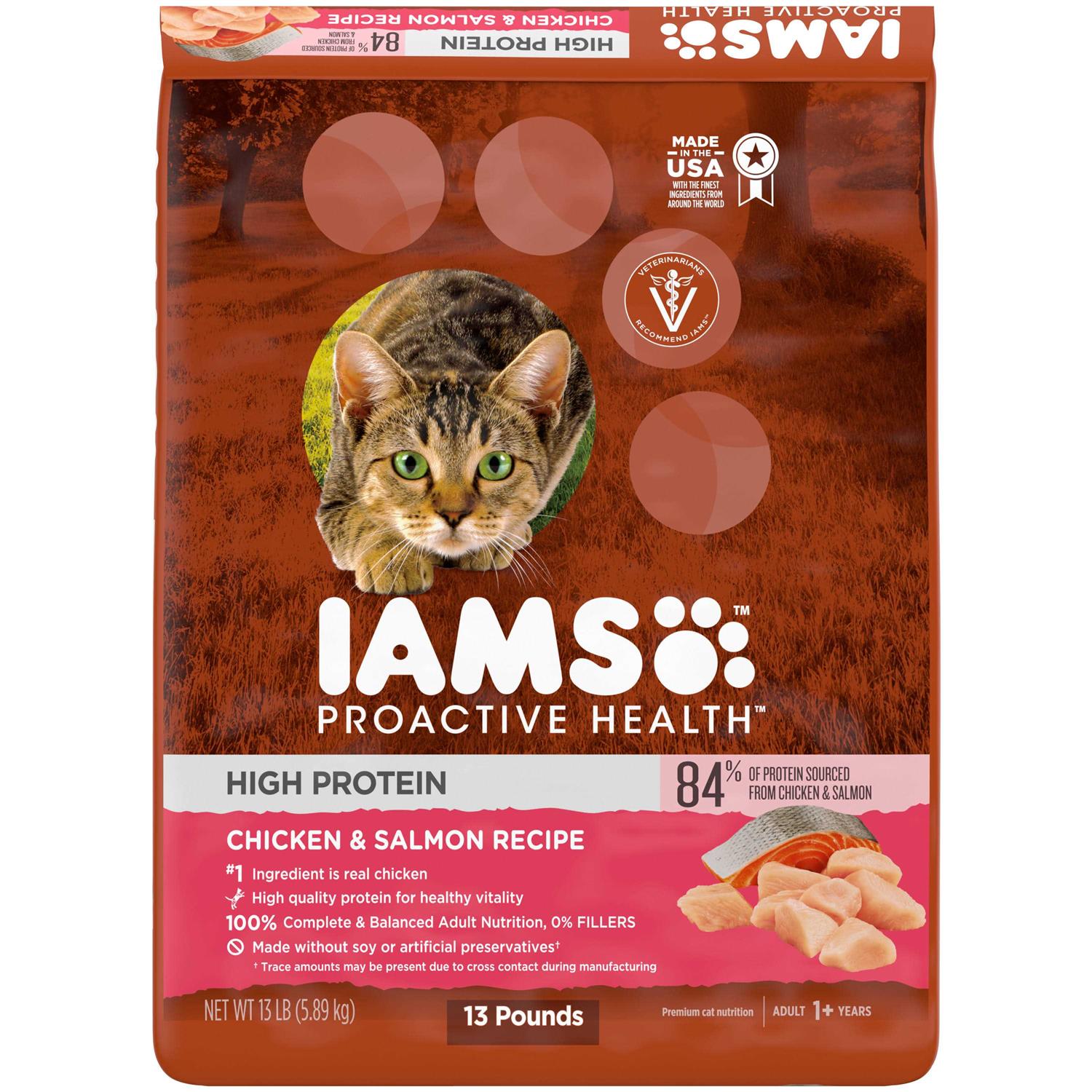 Iams Proactive Health High Protein Adult Dry Cat Food with Chicken & Salmon - Healthber