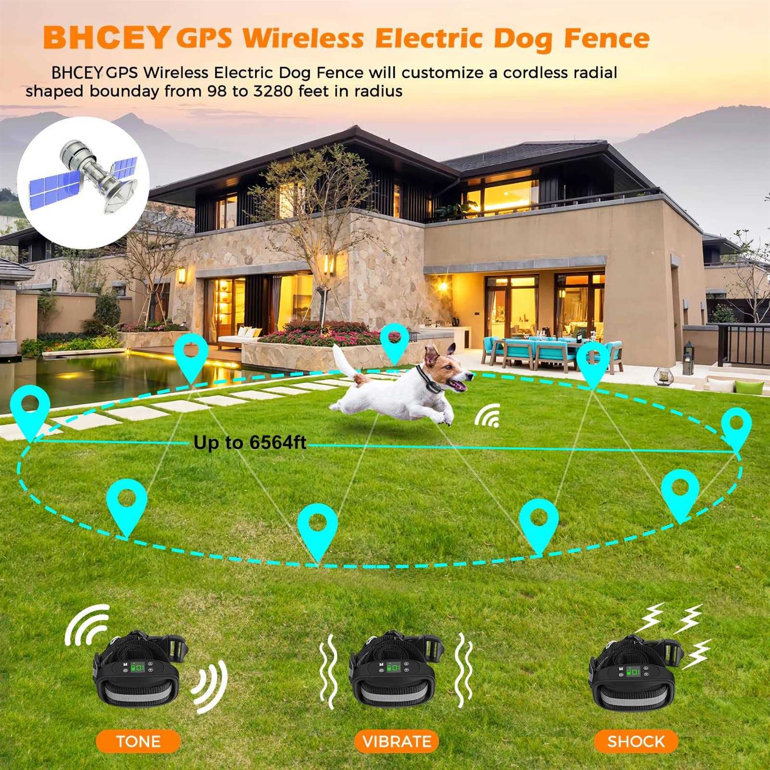 Bhcey Gps Wireless Dog Fence Electric Dog Fence Pet Containment System - Healthber