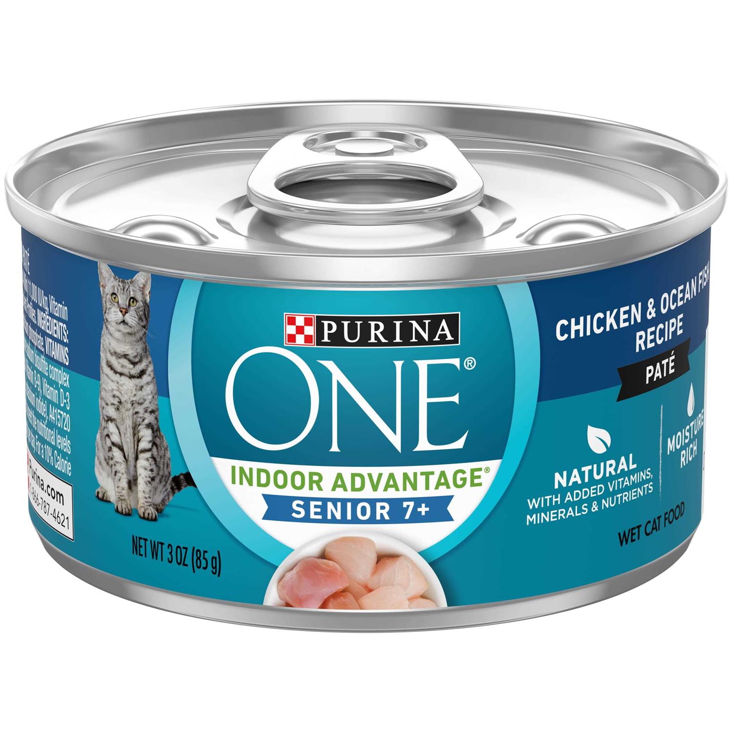 Purina ONE Indoor Advantage 7+ Chicken & Ocean Fish Recipe Pate Wet Cat Food - Healthber
