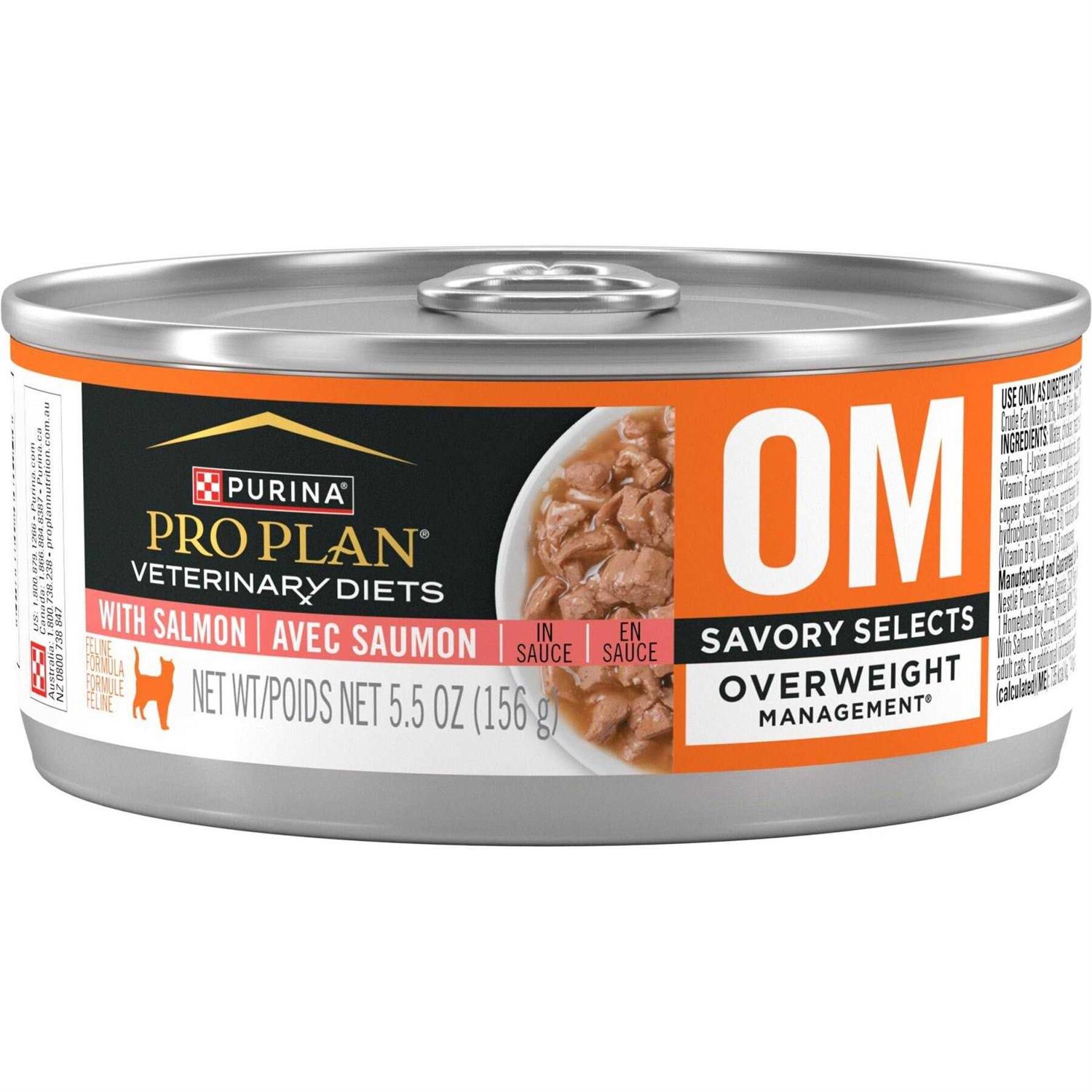 Purina Pro Plan Veterinary Diets OM Overweight Management Savory Selects with Salmon Feline Formula Wet Cat Food - Healthber