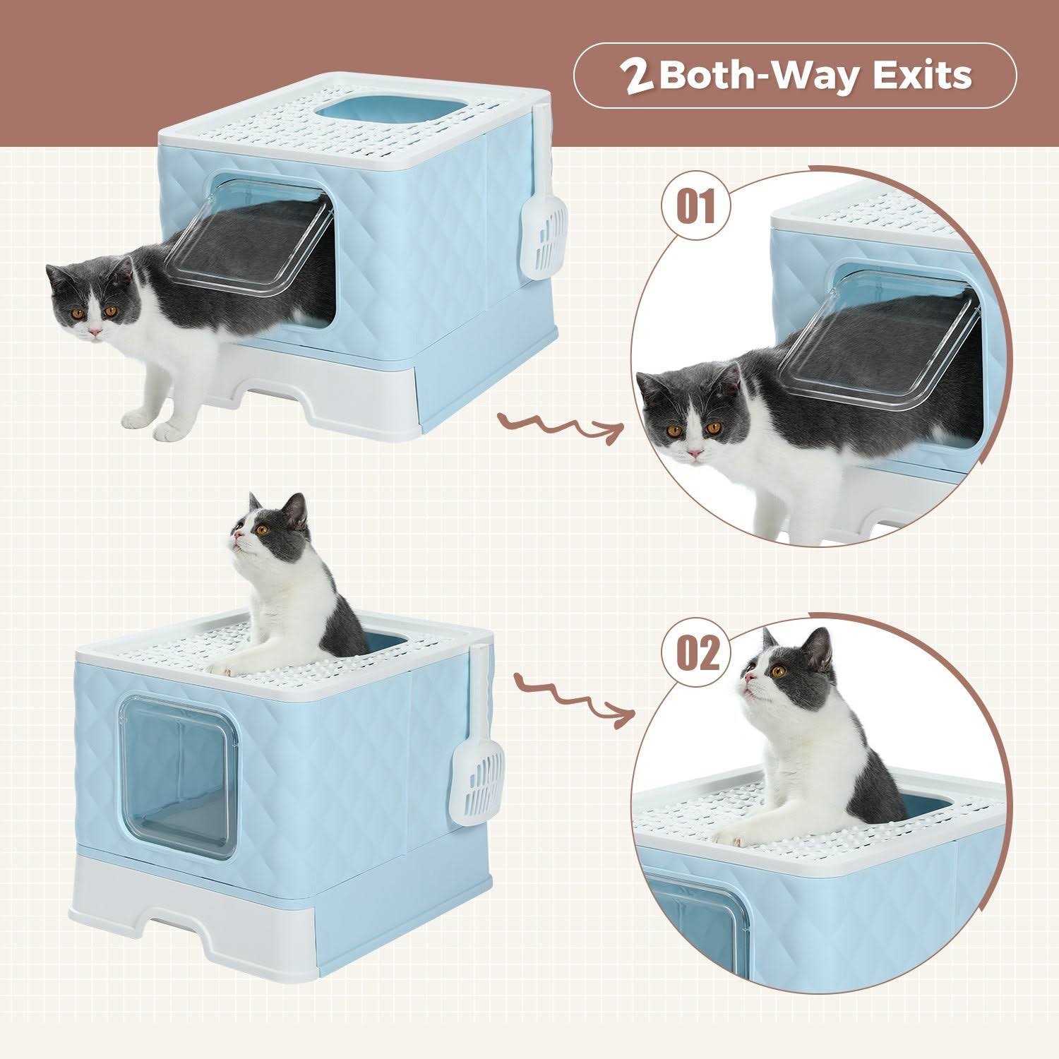 PAWZ Road Enclosed 2 Ways Anti-splash Cat Litter Box - Healthber