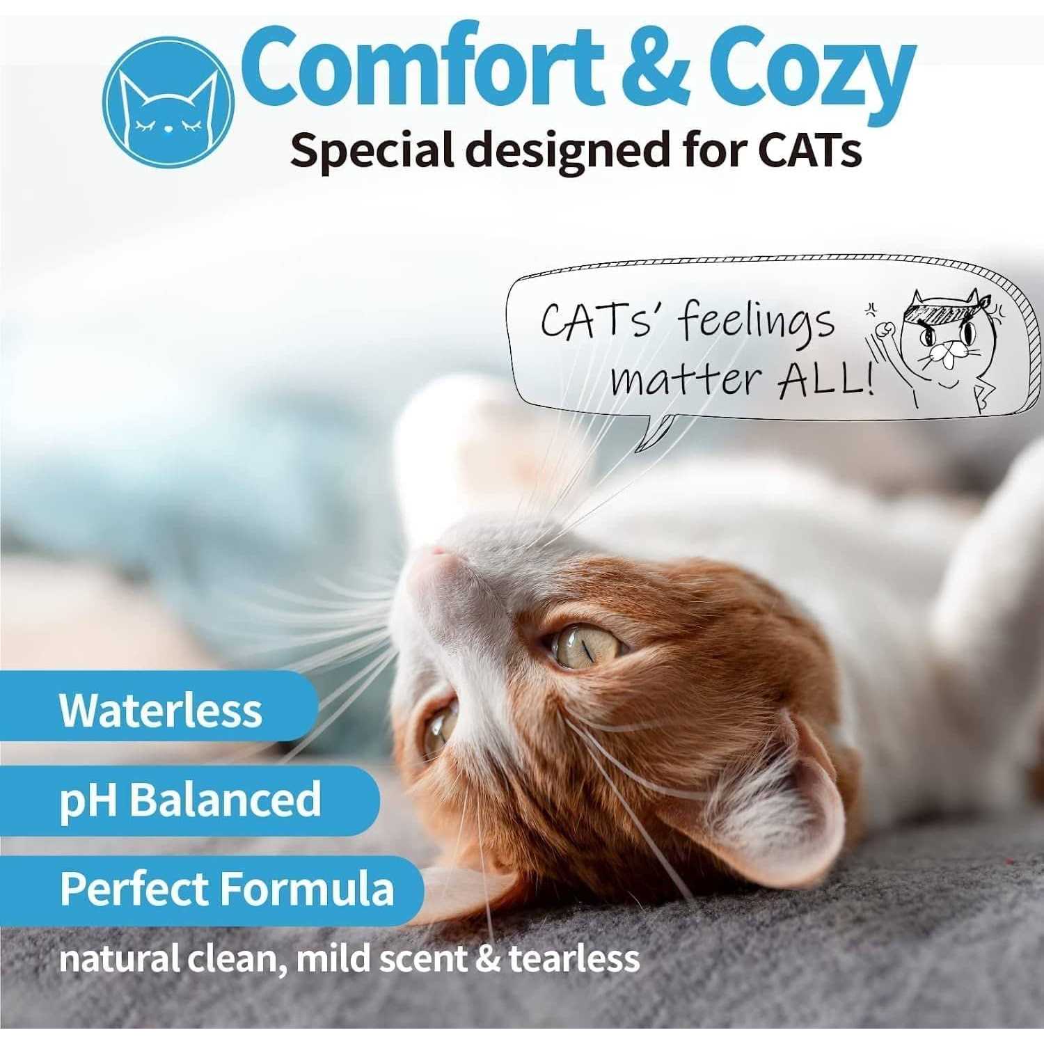 Mooncat Waterless Cat Shampoo+Cat Brush Licking Safe Dry Shampoo for Cats - Healthber