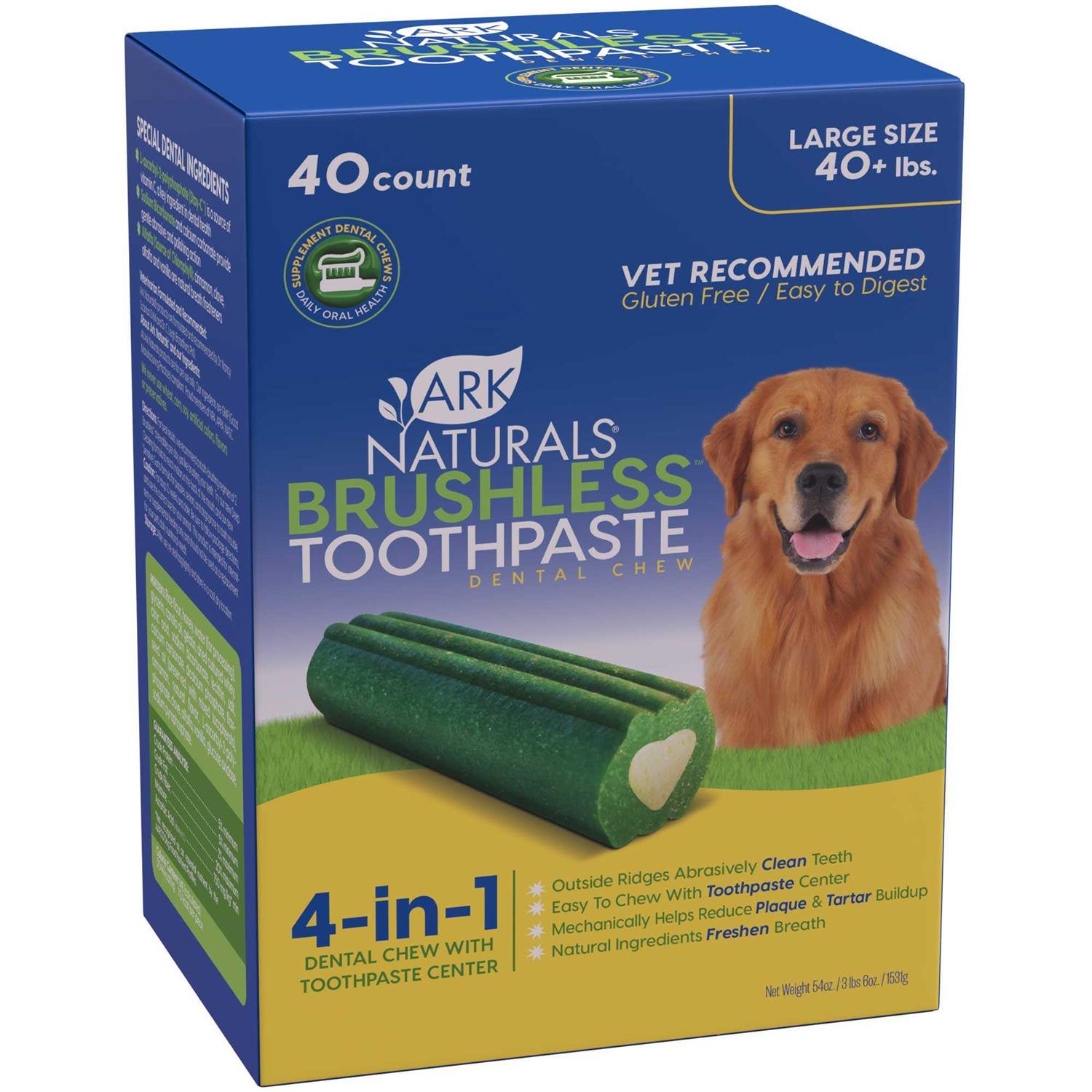 Ark Naturals Brushless Toothpaste Large Dental Dog Treats - Healthber