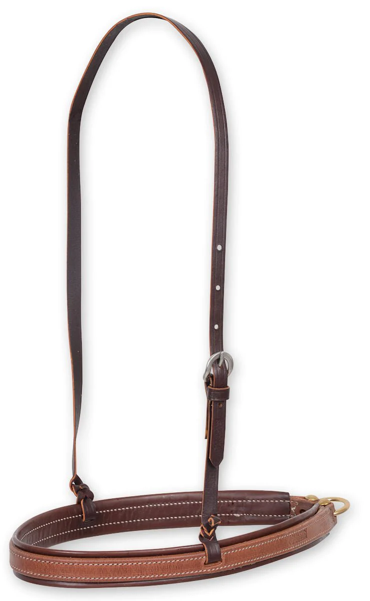 Martin Saddlery Stitched Harness Leather Noseband with Latigo Liner, Natural - Healthber