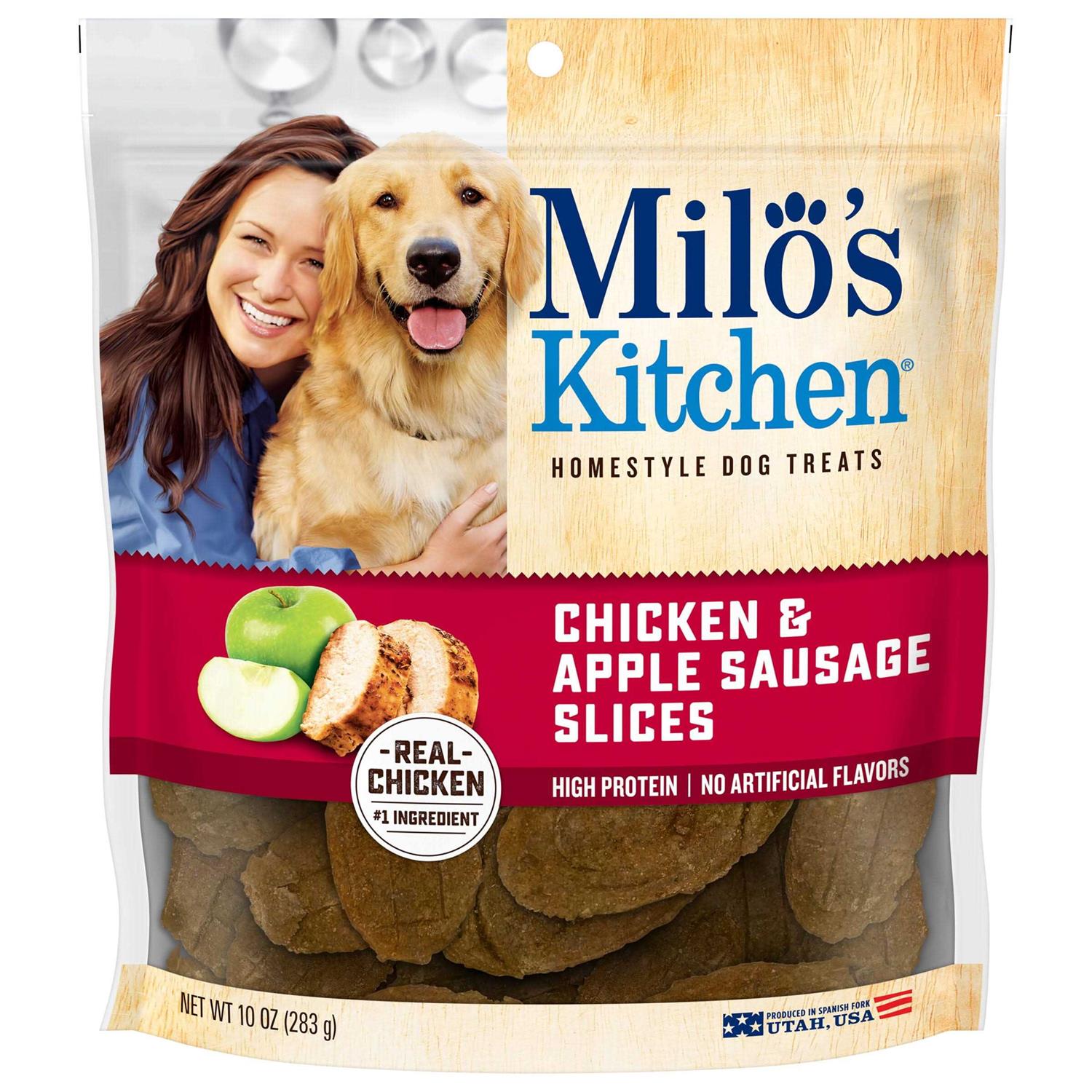 Milo’s Kitchen Chicken & Apple Sausage Slices Dog Treats - Healthber