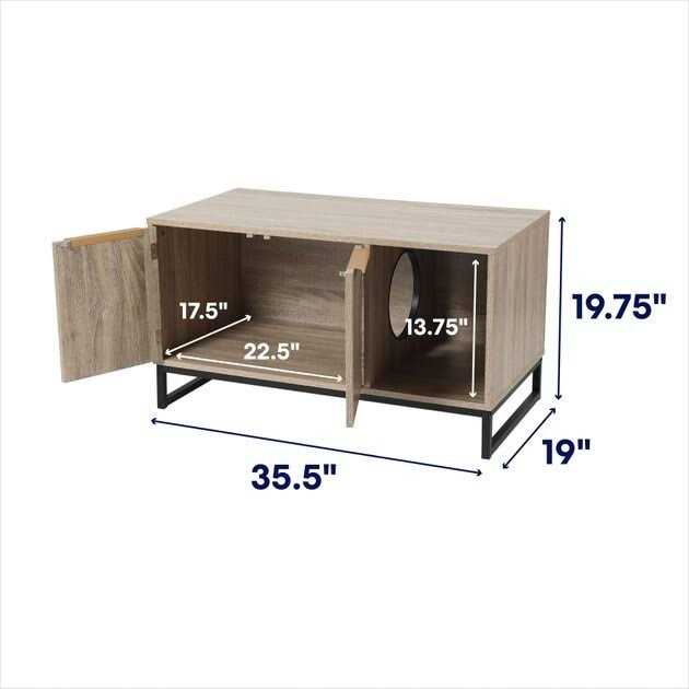 Frisco Walkway Entrance Two Door Bench Cat Litter Box Cover - Healthber