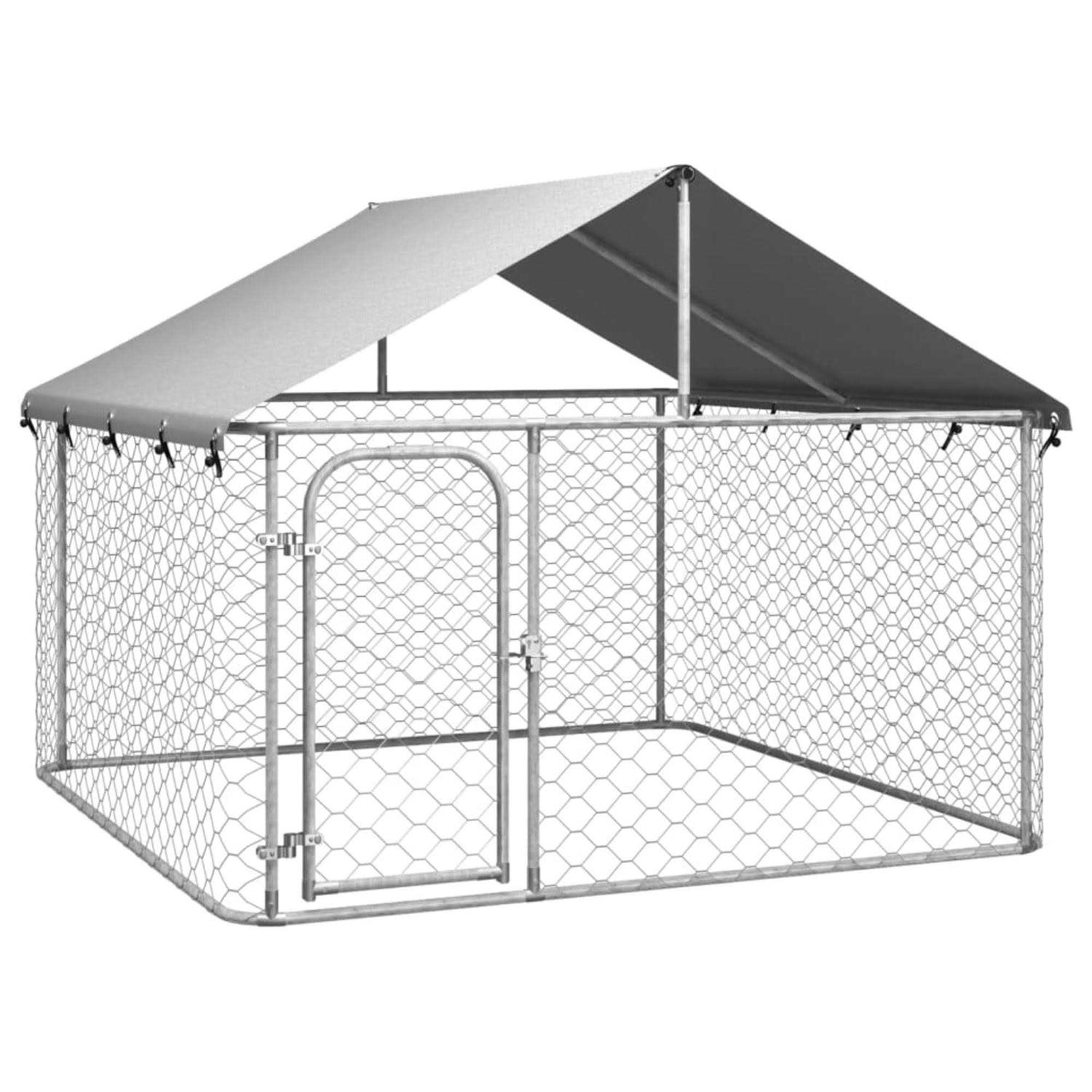 vidaXL Outdoor Dog Kennel with Roof - Healthber