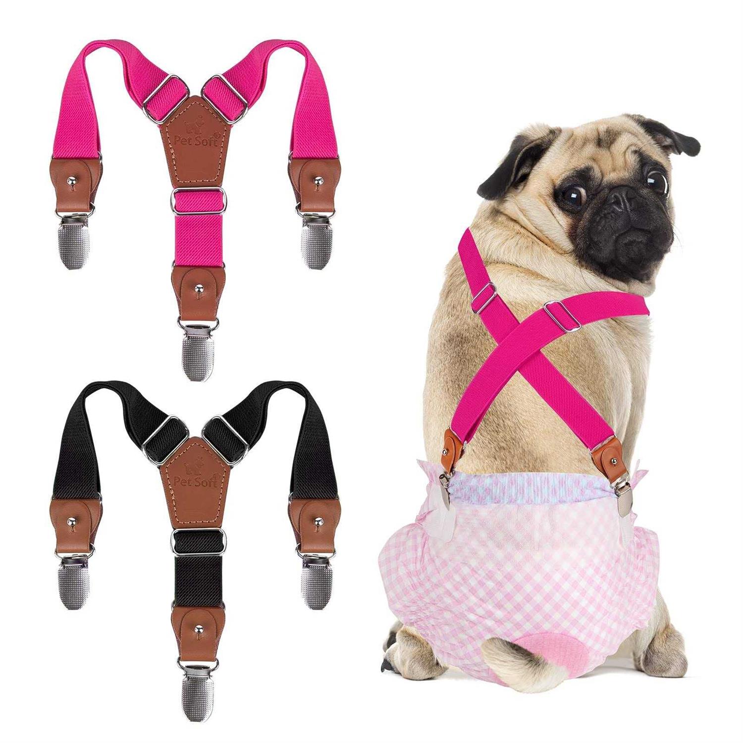Pet Soft Dog Suspenders 2 Pieces Female Dog Diaper Suspenders for Dogs Diaper Keeper Suspender for Dog Skirt - Healthber