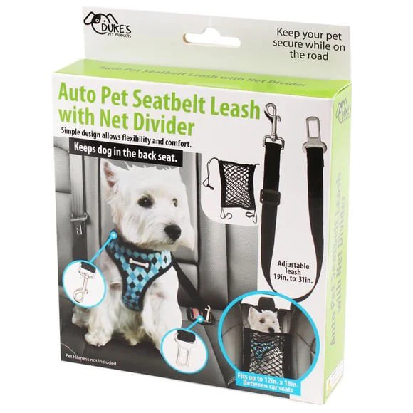 Auto Pet Seat Belt Leash with Net Divider - Healthber