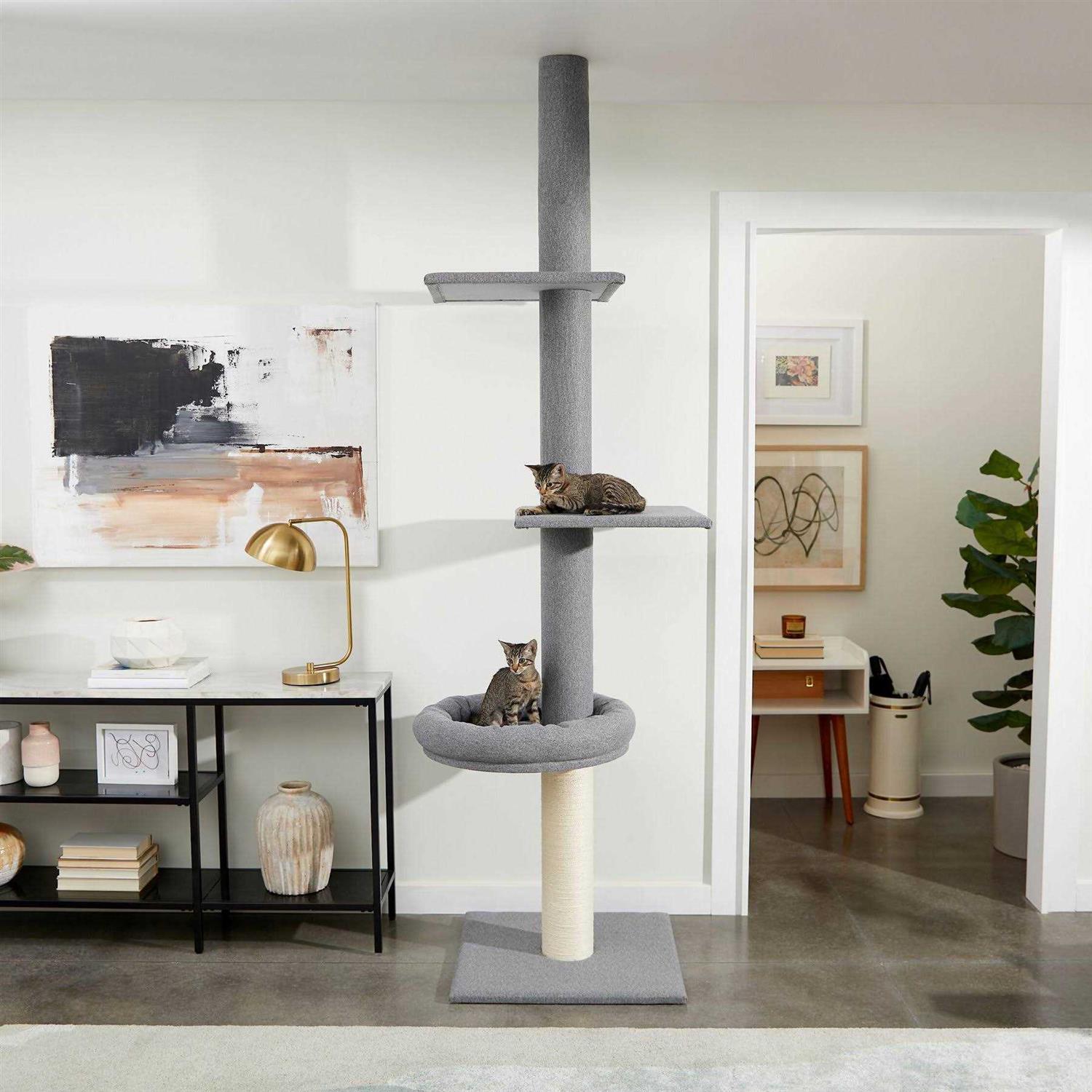 Frisco 88 to 106-in 3 Level Floor to Ceiling Heavy Duty Cat Tower - Healthber