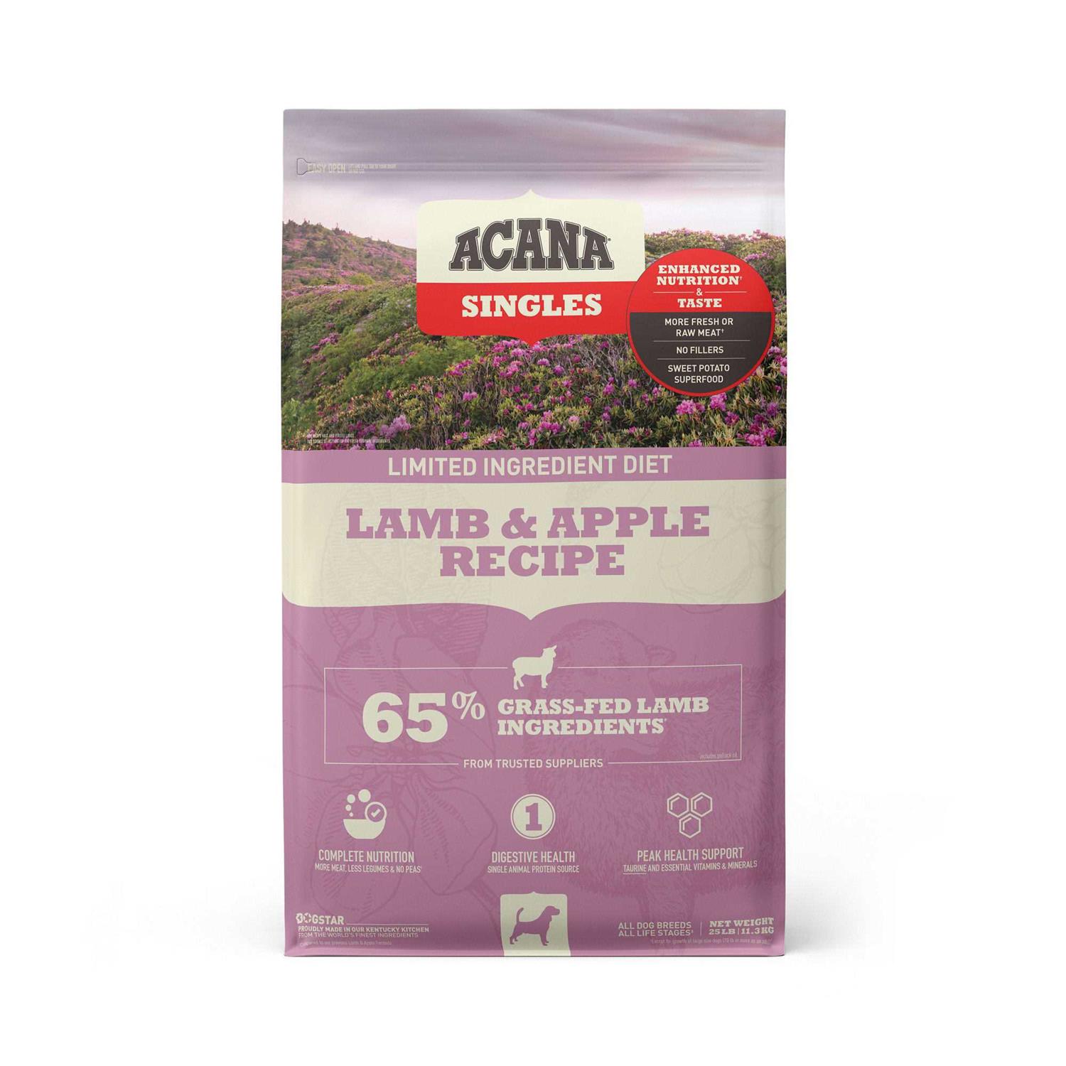 ACANA Singles Limited Ingredient Diet Lamb & Apple Recipe Grain-Free Dry Dog Food, 22.5-lb bag - Healthber