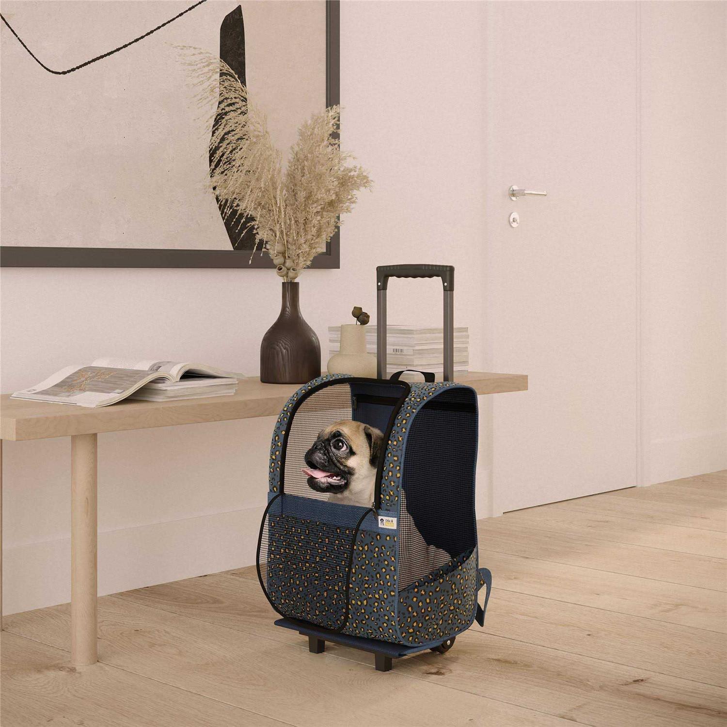 Ollie & Hutch Kaya Pet Carrier Trolley for Travel with Shock Absorbent Wheels, Breathable Mesh Opening for Dogs and Cats - Healthber