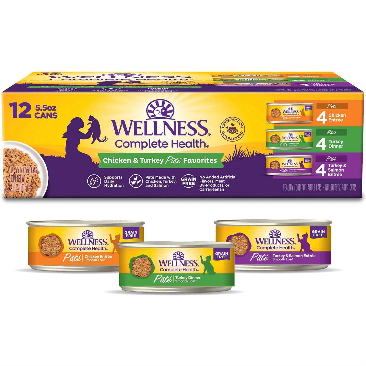 Wellness Complete Health Chicken & Turkey Pate Favorites Cat Food Variety Pack - Healthber