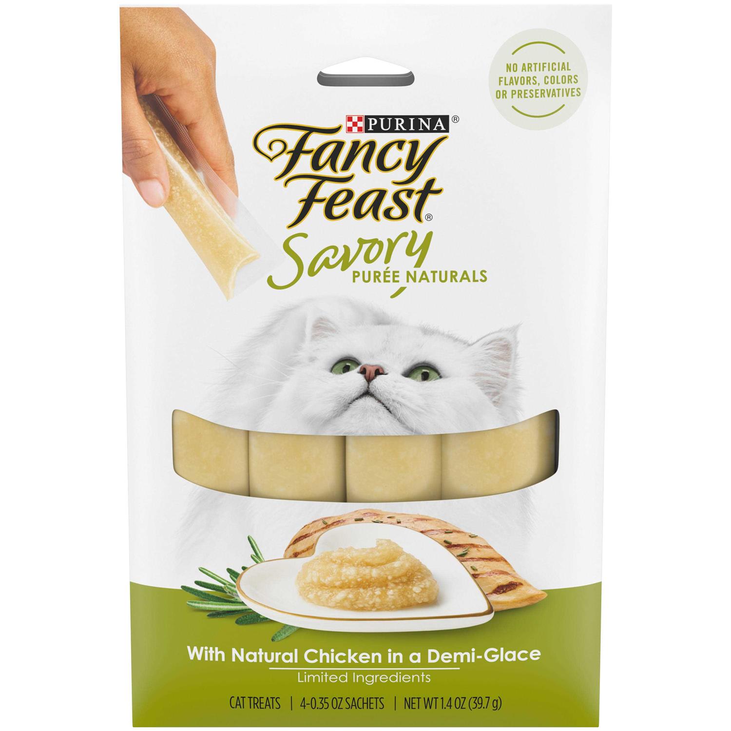 Fancy Feast Savory Puree Naturals With Chicken in a Demi-Glace Squeezable Cat Treats - Healthber