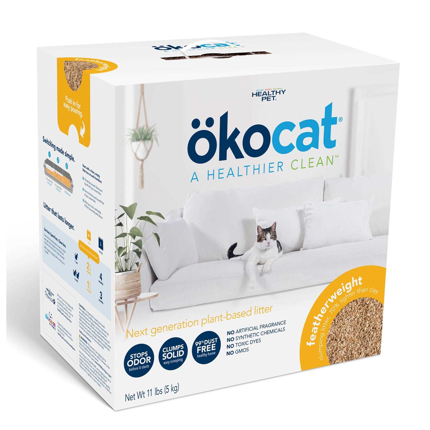 Okocat Unscented Featherweight Clumping Wood Cat Litter - Healthber