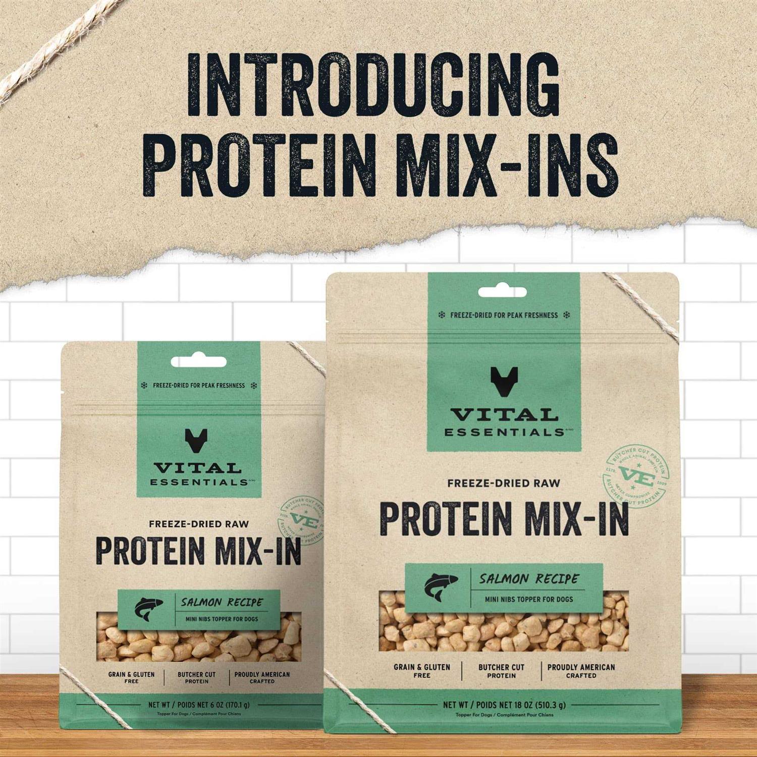 Vital Essentials Freeze Dried Raw Protein Mix In Salmon Recipe Mini Nibs Topper for Dogs - Healthber