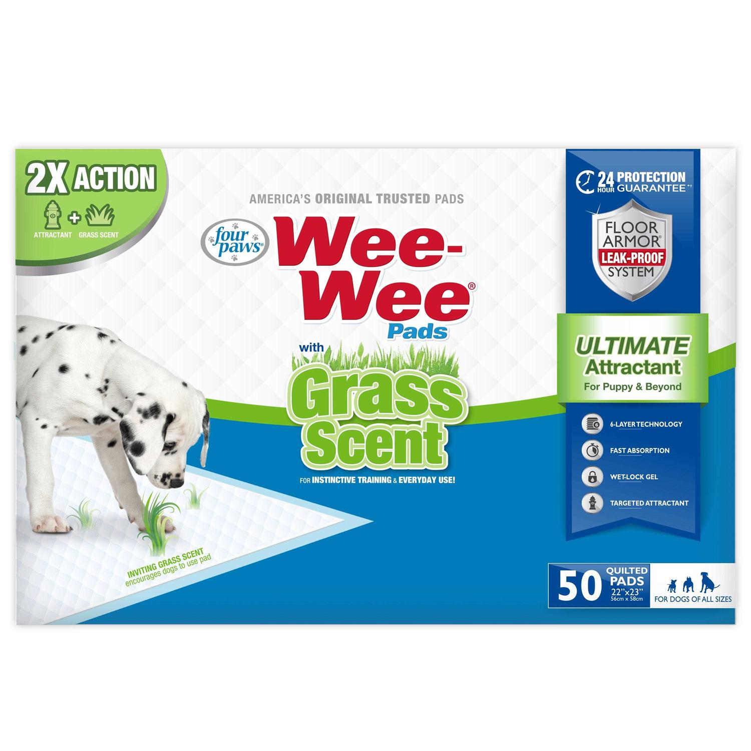 Four Paws Wee Wee Grass Scented Puppy Pads - Healthber