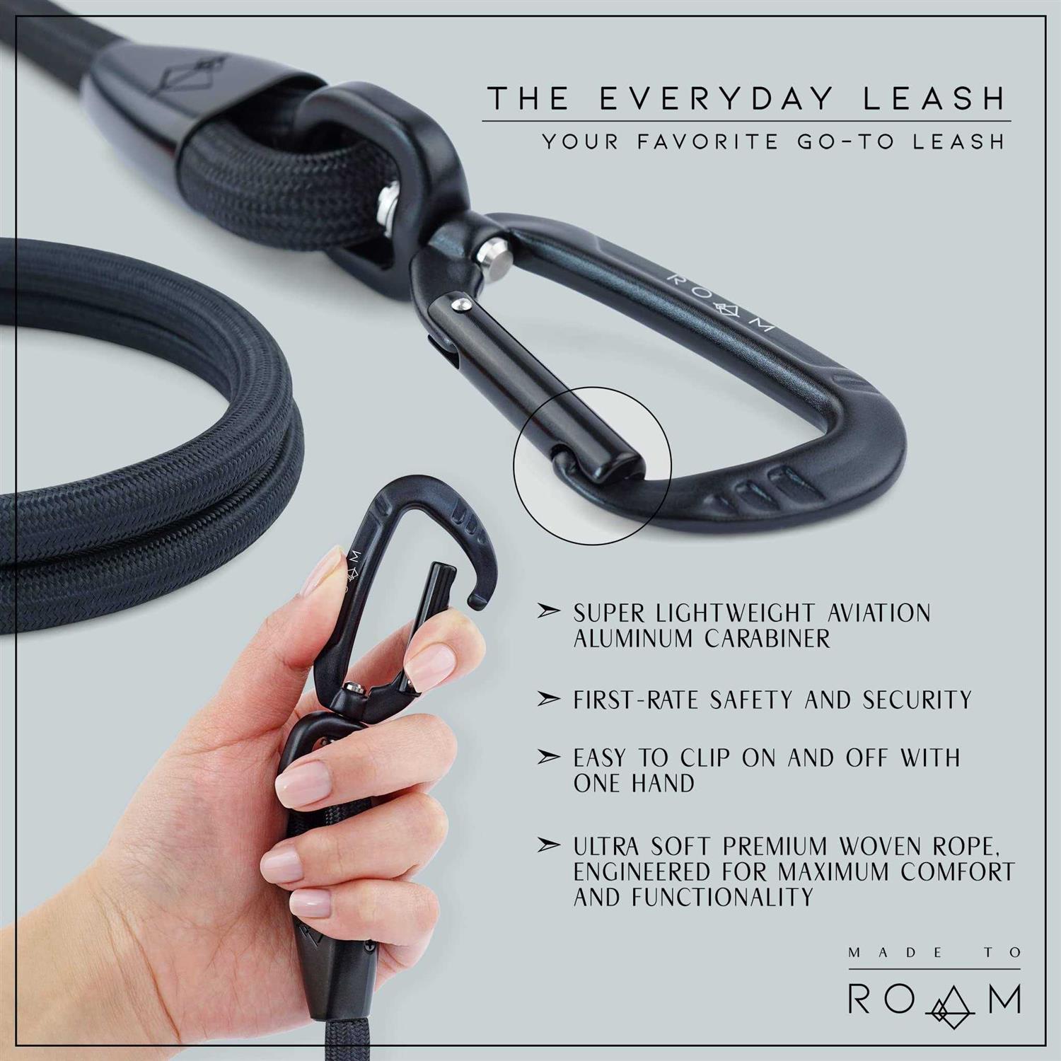 MADE TO ROAM Premium Everyday Leash Ultra Soft Dog Leash with Aviation Aluminum Carabiner for Small - Healthber