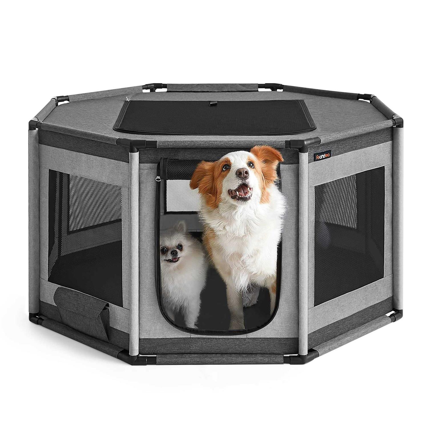 Feandrea Dog Playpen Oxford Fabric Dog Fence Octagon Dog Crate - Healthber