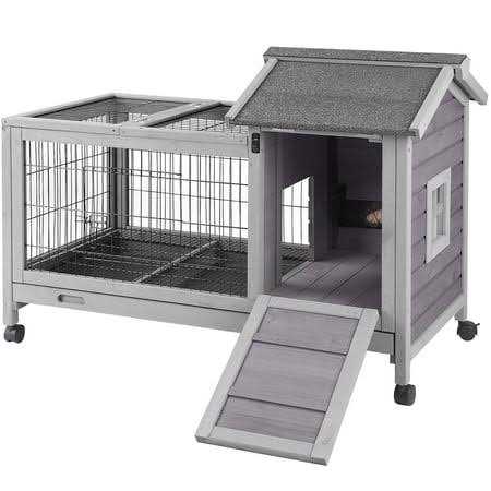 Morgete Rabbit Hutch Bunny Cage Guinea Pig House with Wheels - Healthber