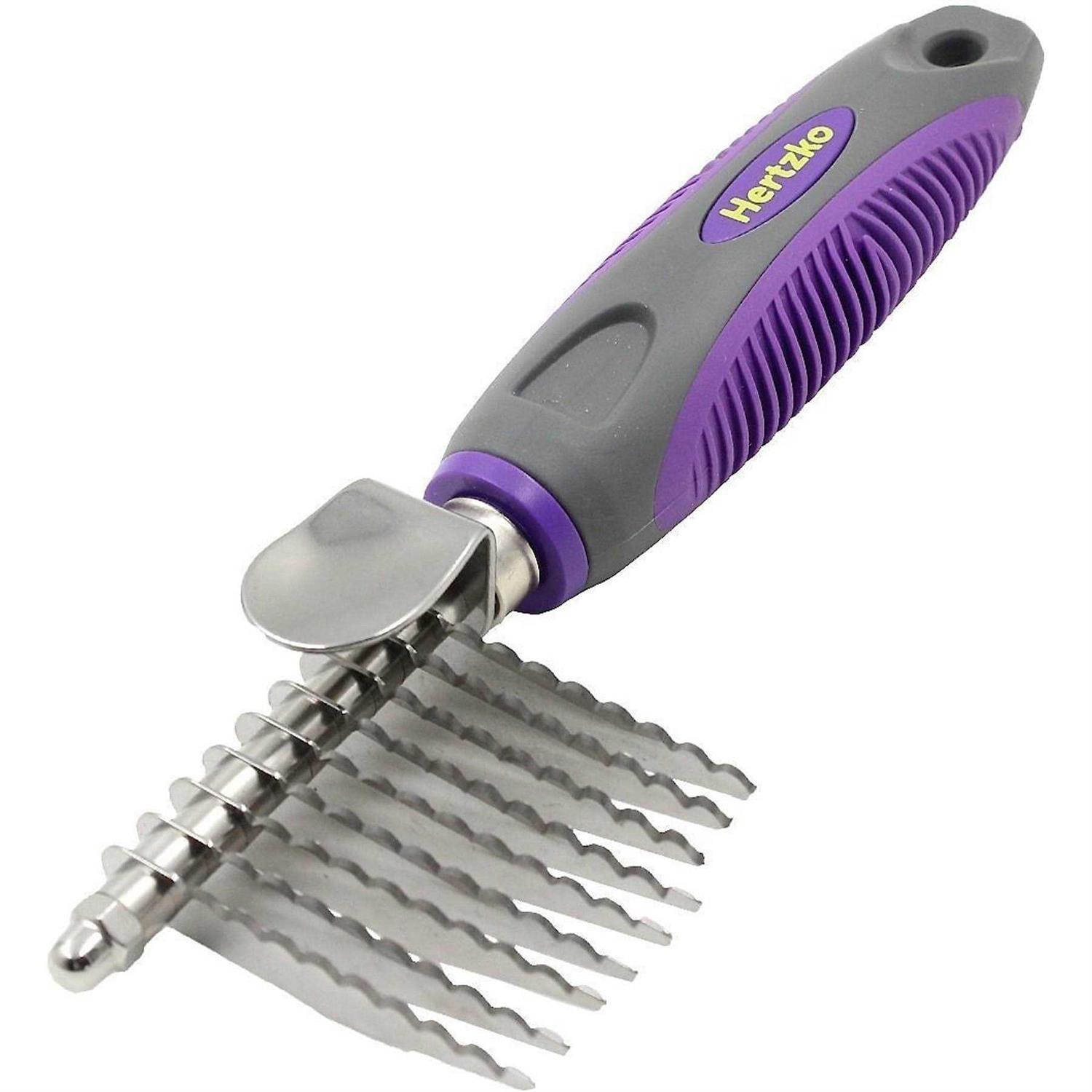 Hertzko Pet Dematting Comb for Dogs Cats Undercoat Rake Grooming Brush with Safety Edges - Healthber
