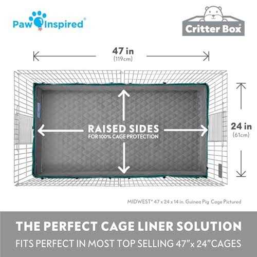 Paw Inspired Critter Box Washable Fleece Guinea Pig Cage Liner & Bedding with Raised Sides - Healthber