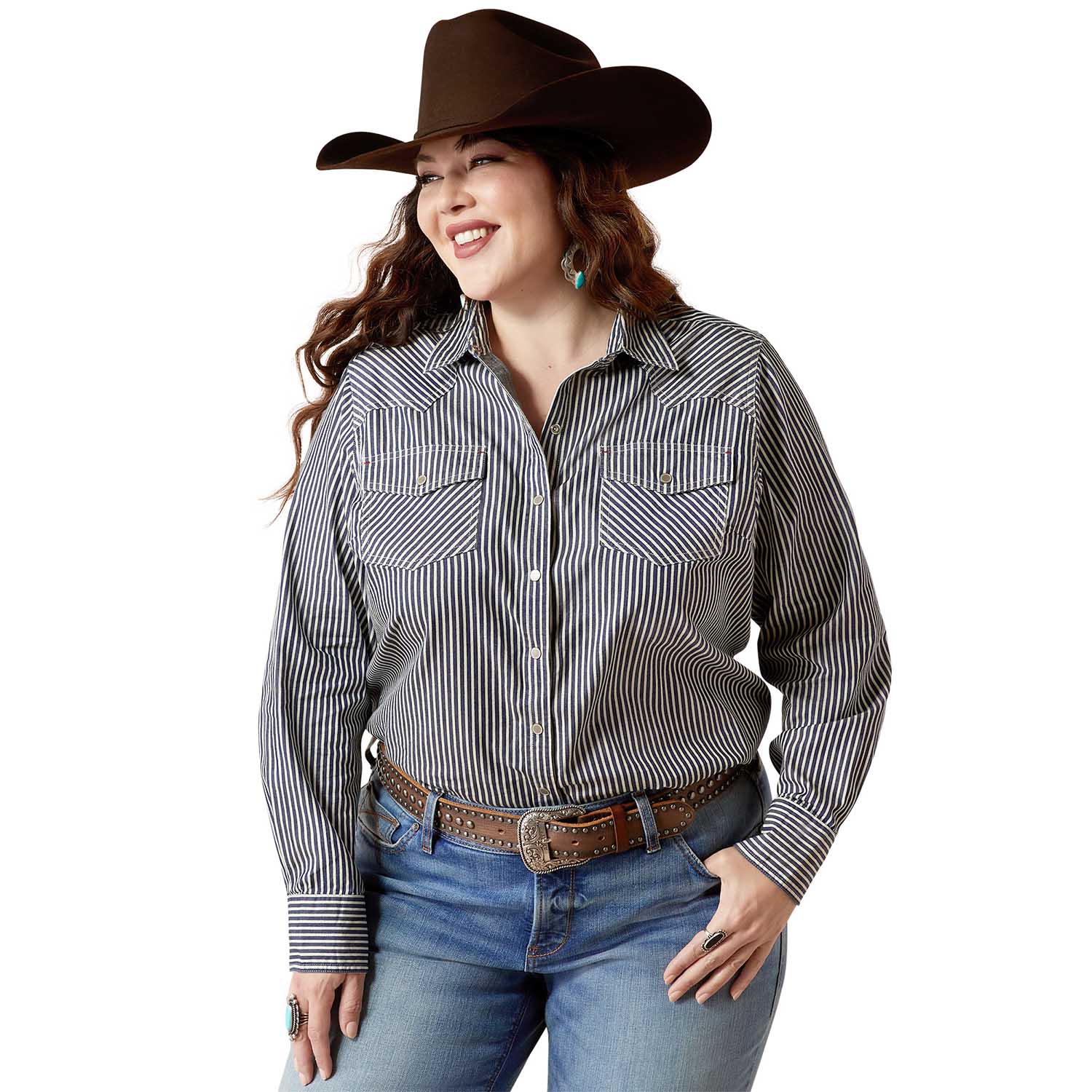 Ariat Women's Railroad Stripe Longsleeve Shirt - Healthber