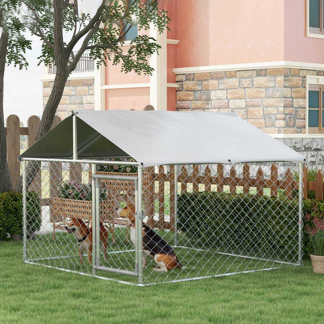 212 Main PawHut Dog Kennel Outdoor Large-Sized Dogs with Waterproof UV Resistant Roof - Healthber
