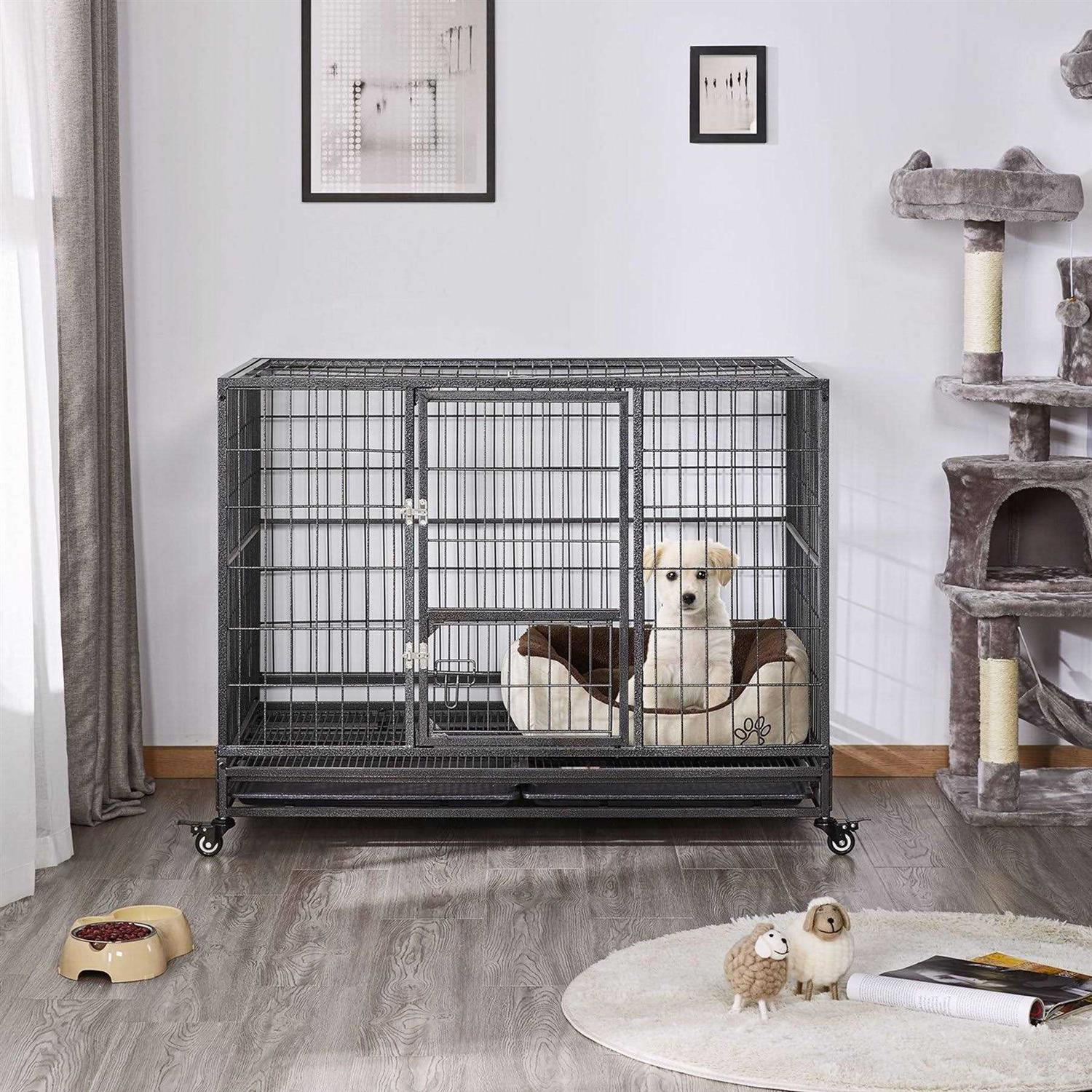 Yaheetech Wheels & Litter Pans Dog Crate - Healthber