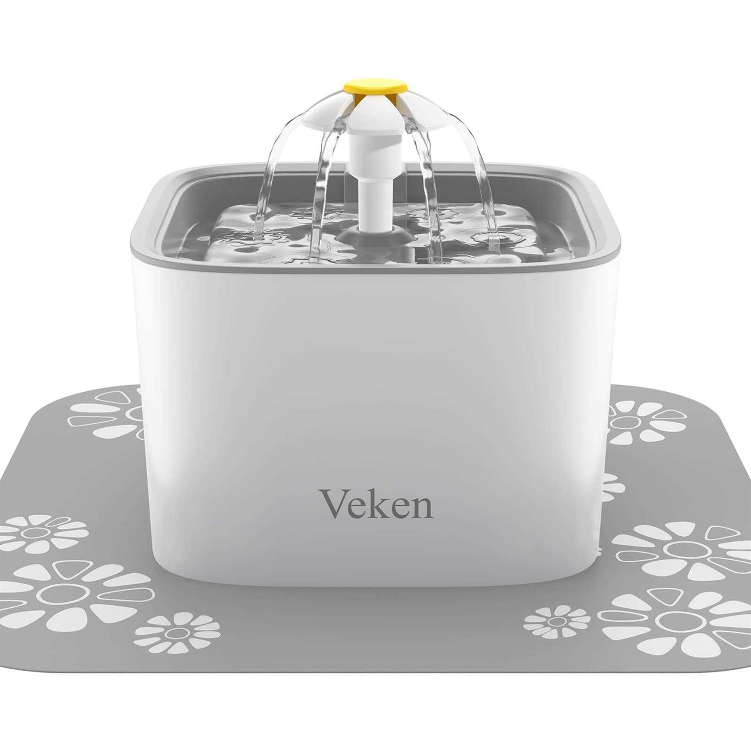 Veken Pet Fountain 84oz/2.5L Automatic Cat Water Fountain Dog Water Dispenser with 3 Replacement Filters & 1 Silicone Mat for Cats - Healthber